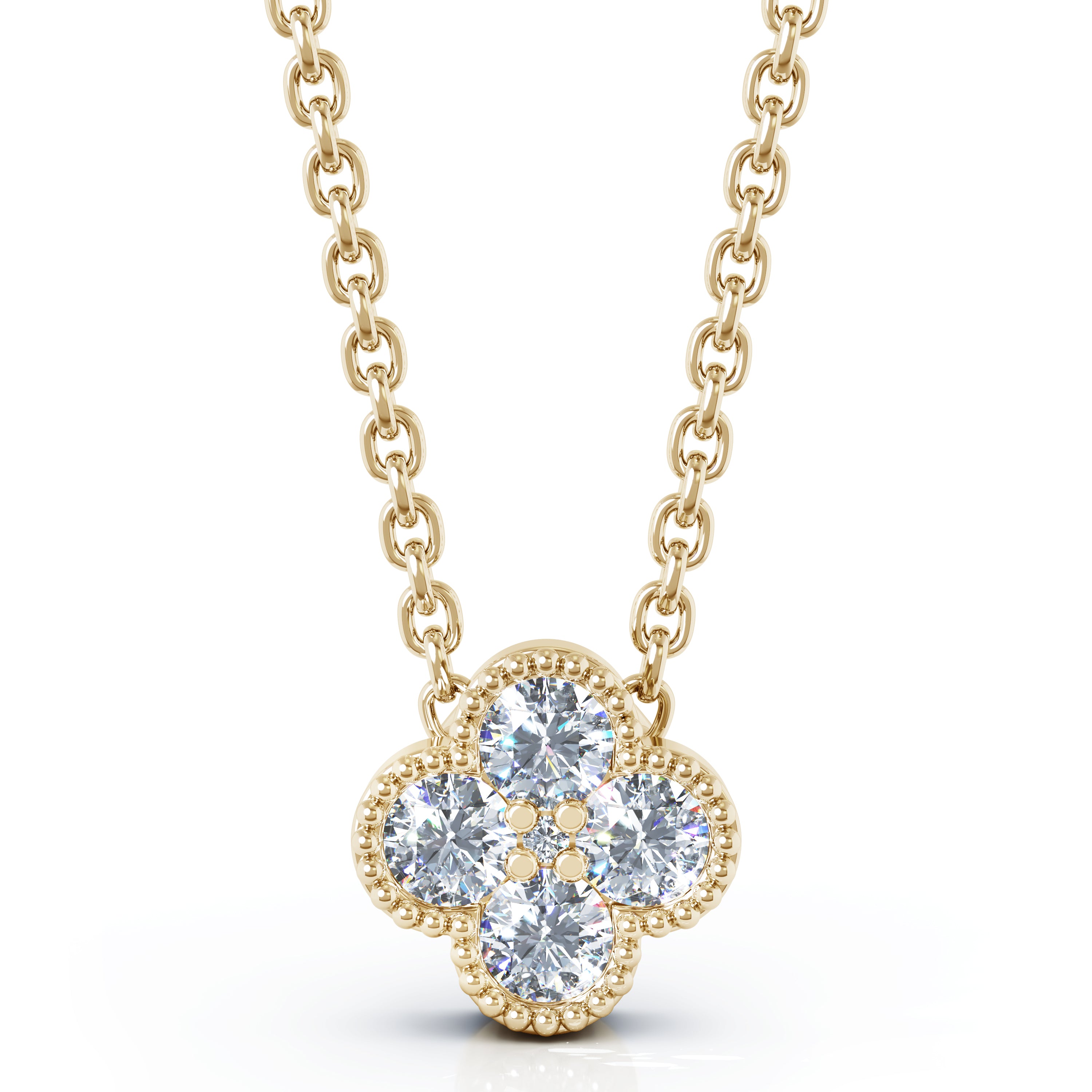 Antique Design 0.25Ct Diamond Flower Necklace Special in 14K Gold