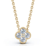 14K Gold Diamond (0.25 Ct, G-H Color, SI2-I1 Clarity) Antique Design Flower Necklace Special