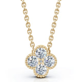 14K Gold Diamond (0.40 Ct, G-H Color, SI2-I1 Clarity) Antique Design Flower Necklace Special