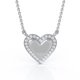 14K Gold Diamond Satin Heart Pendant, 18" Gold Chain (0.25 Ct, G-H Color, I1-I2 Clarity)
