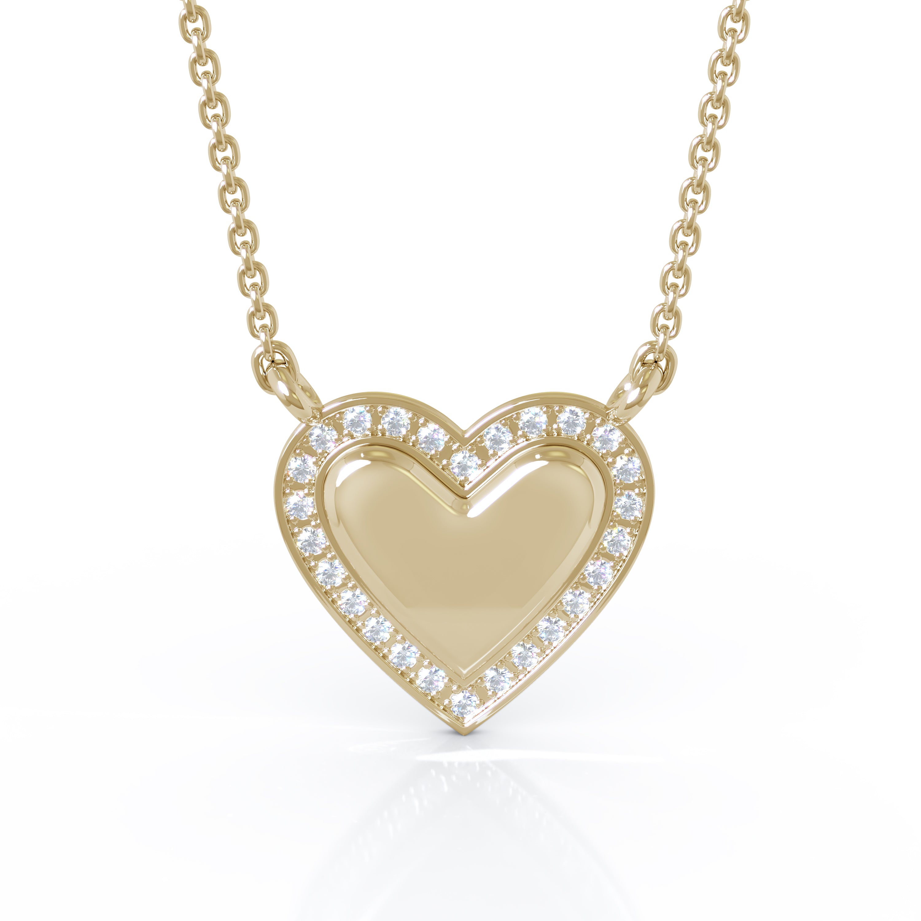 0.25Ct Diamond Satin Heart Pendant, 18" Gold Chain in 14K Gold