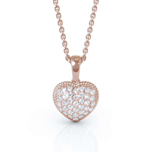 14K Gold Diamond Heart Pendant, 18