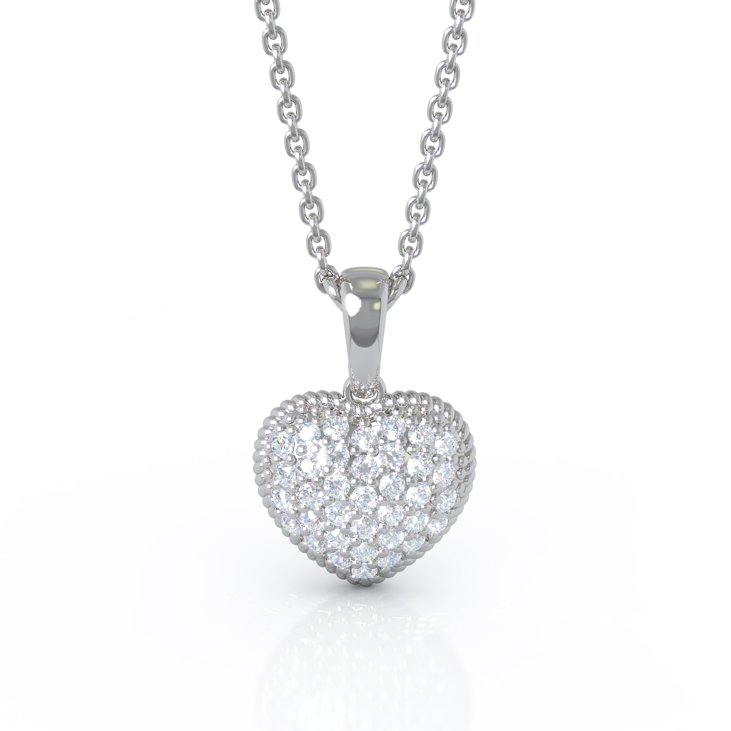 0.50Ct Diamond Heart Pendant, 18" Gold Chain in 14K Gold