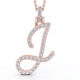 14K Gold Diamond A-Z Alphabet Initial Letter Pendant Necklace, 18" Gold Chain