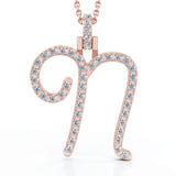 14K Gold Diamond A-Z Alphabet Initial Letter Pendant Necklace, 18" Gold Chain