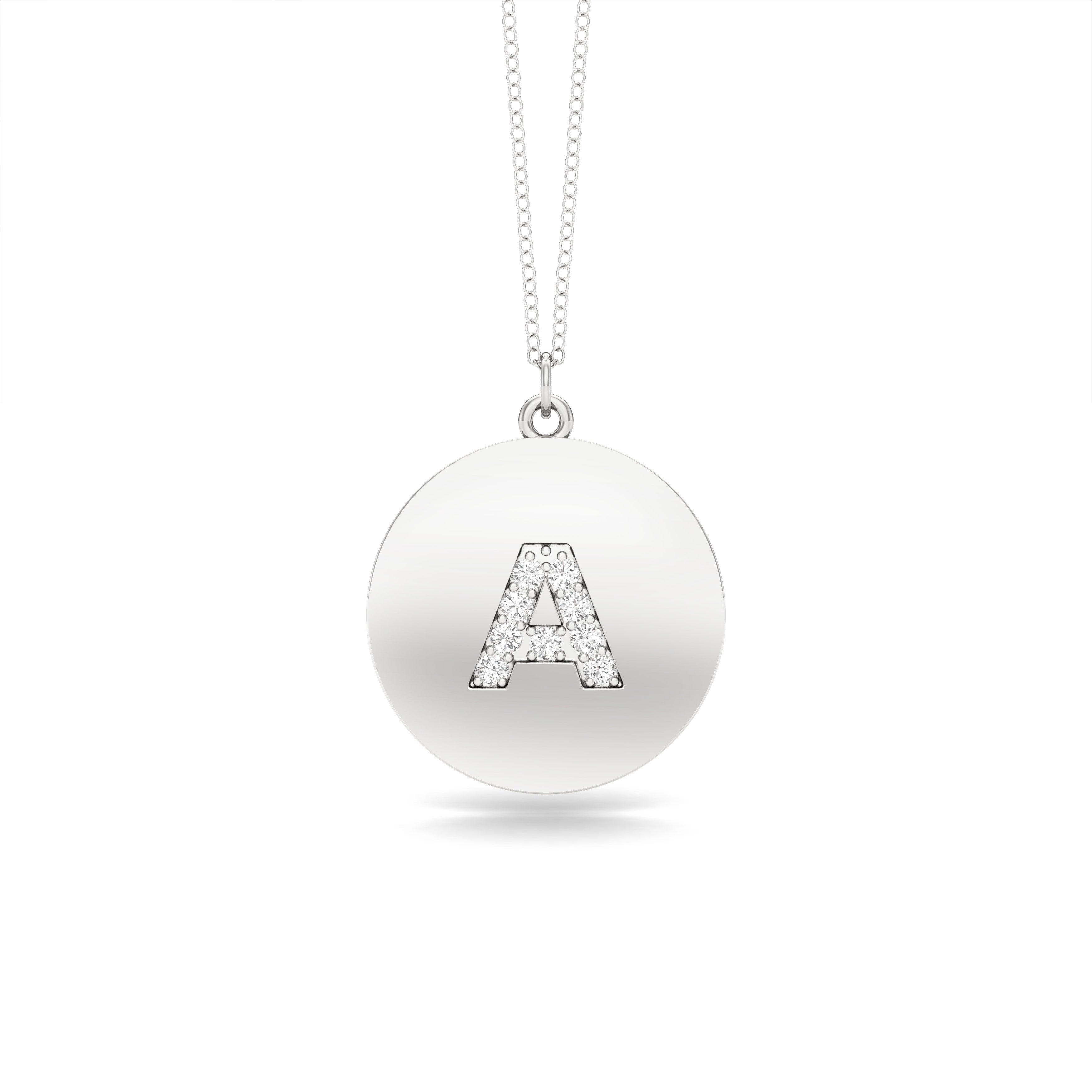 0.07Ct Diamond A-Z Alphabet Initial Pendant, 18" Gold Chain in 14K Gold