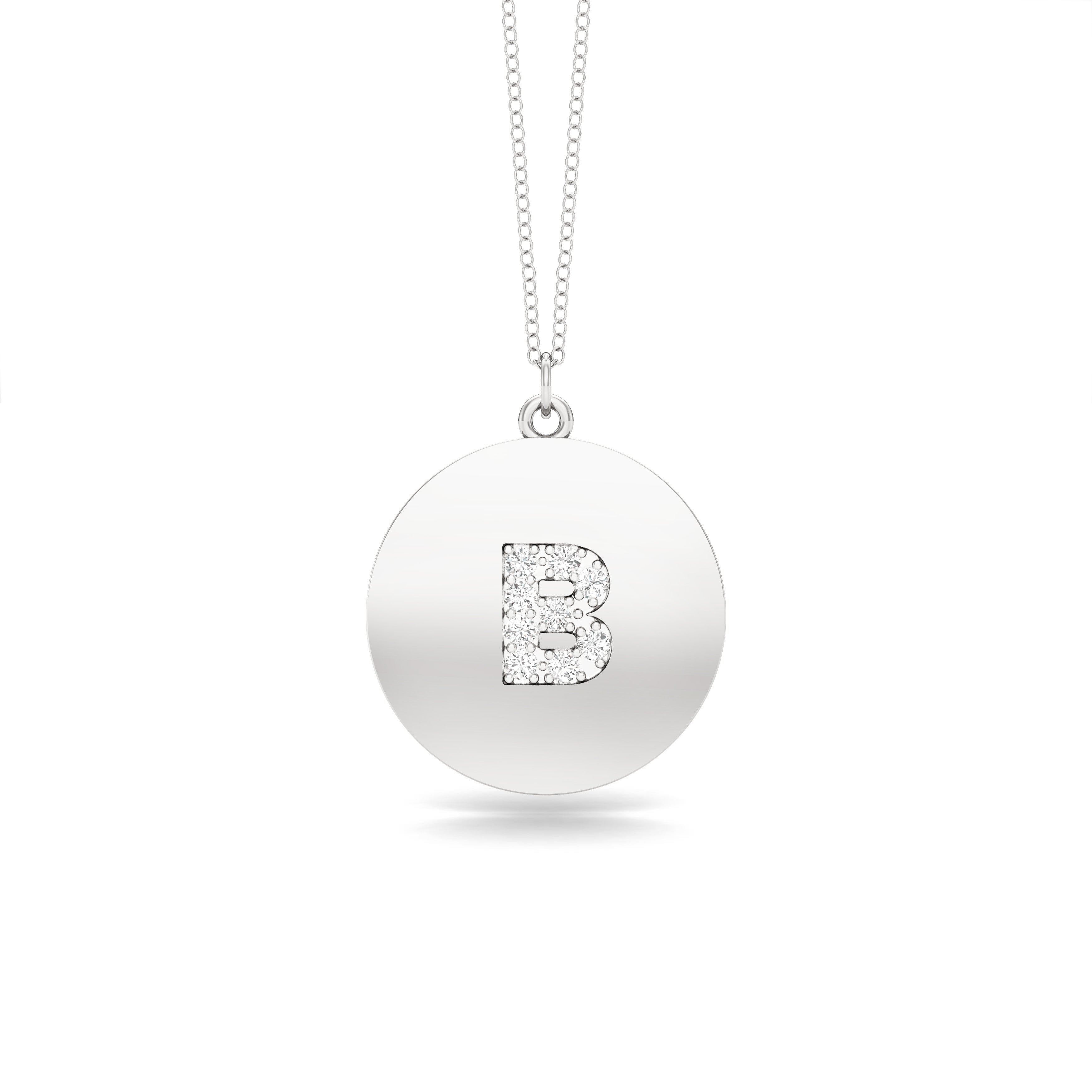 0.07Ct Diamond A-Z Alphabet Initial Pendant, 18" Gold Chain in 14K Gold
