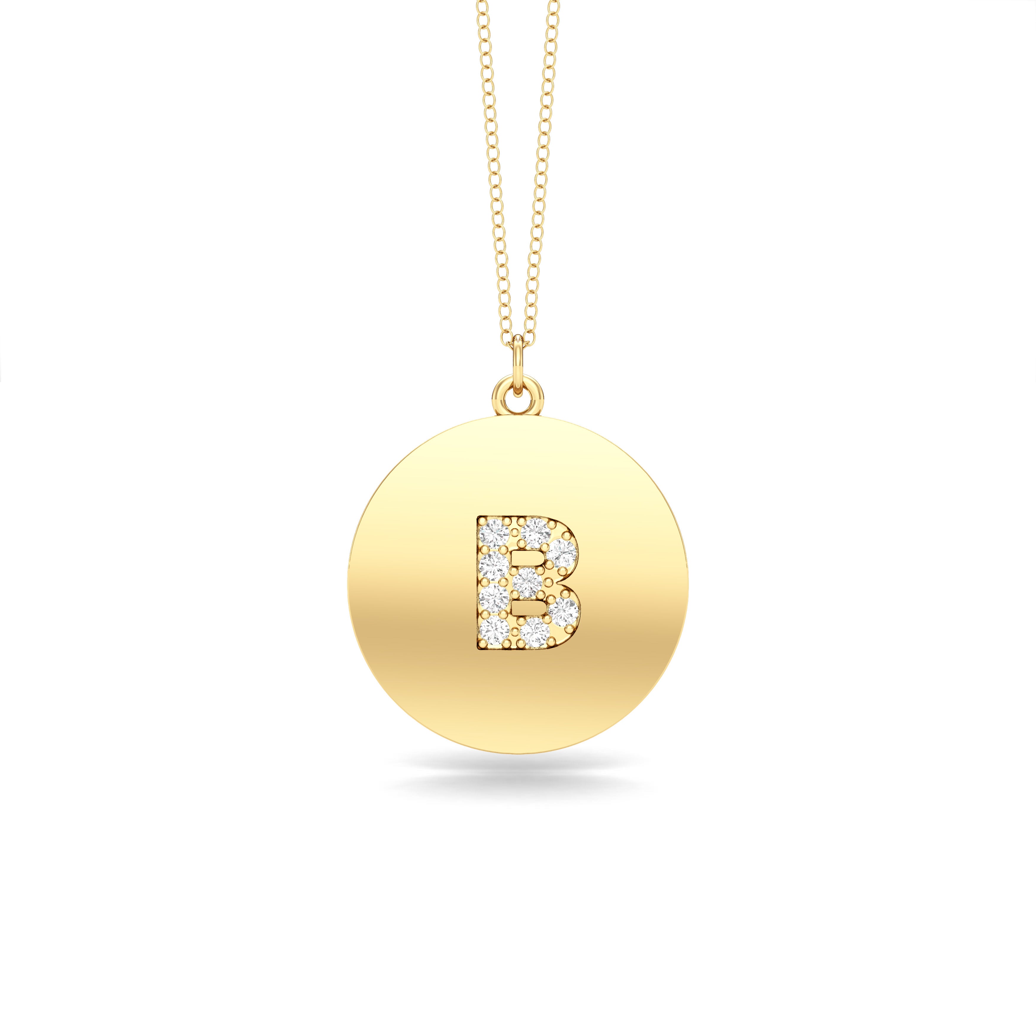 0.07Ct Diamond A-Z Alphabet Initial Pendant, 18" Gold Chain in 14K Gold