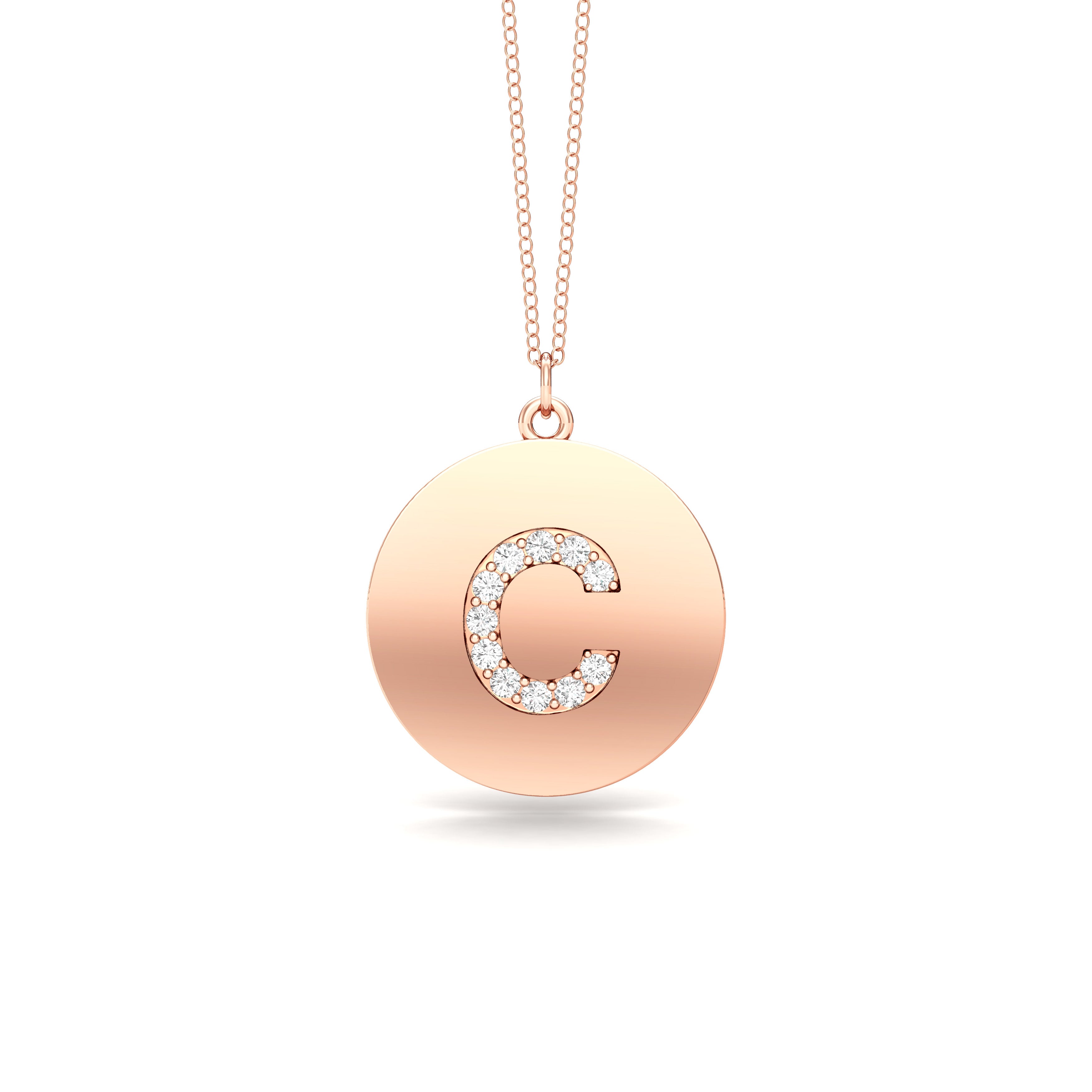 0.07Ct Diamond A-Z Alphabet Initial Pendant, 18" Gold Chain in 14K Gold
