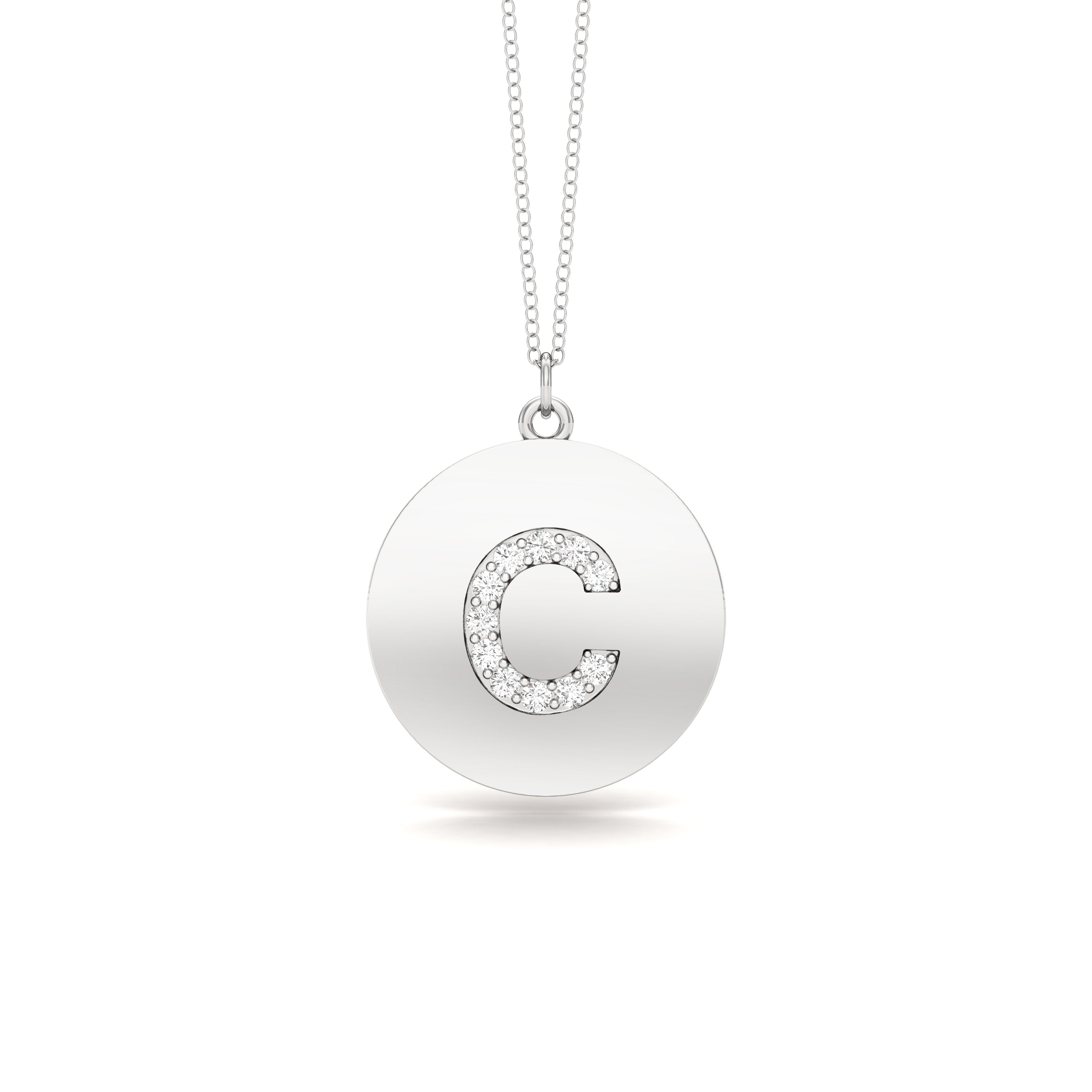 0.07Ct Diamond A-Z Alphabet Initial Pendant, 18" Gold Chain in 14K Gold