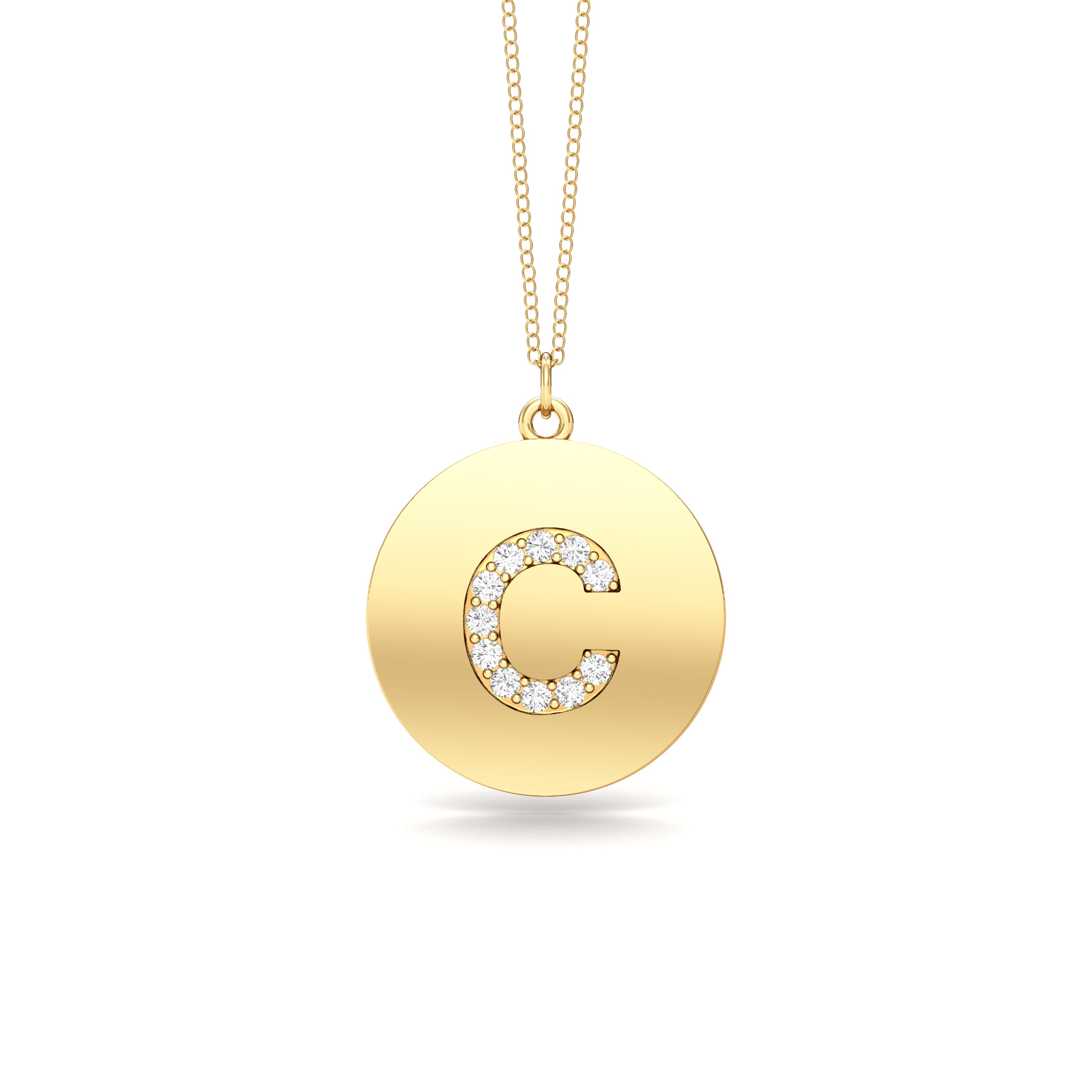 0.07Ct Diamond A-Z Alphabet Initial Pendant, 18" Gold Chain in 14K Gold