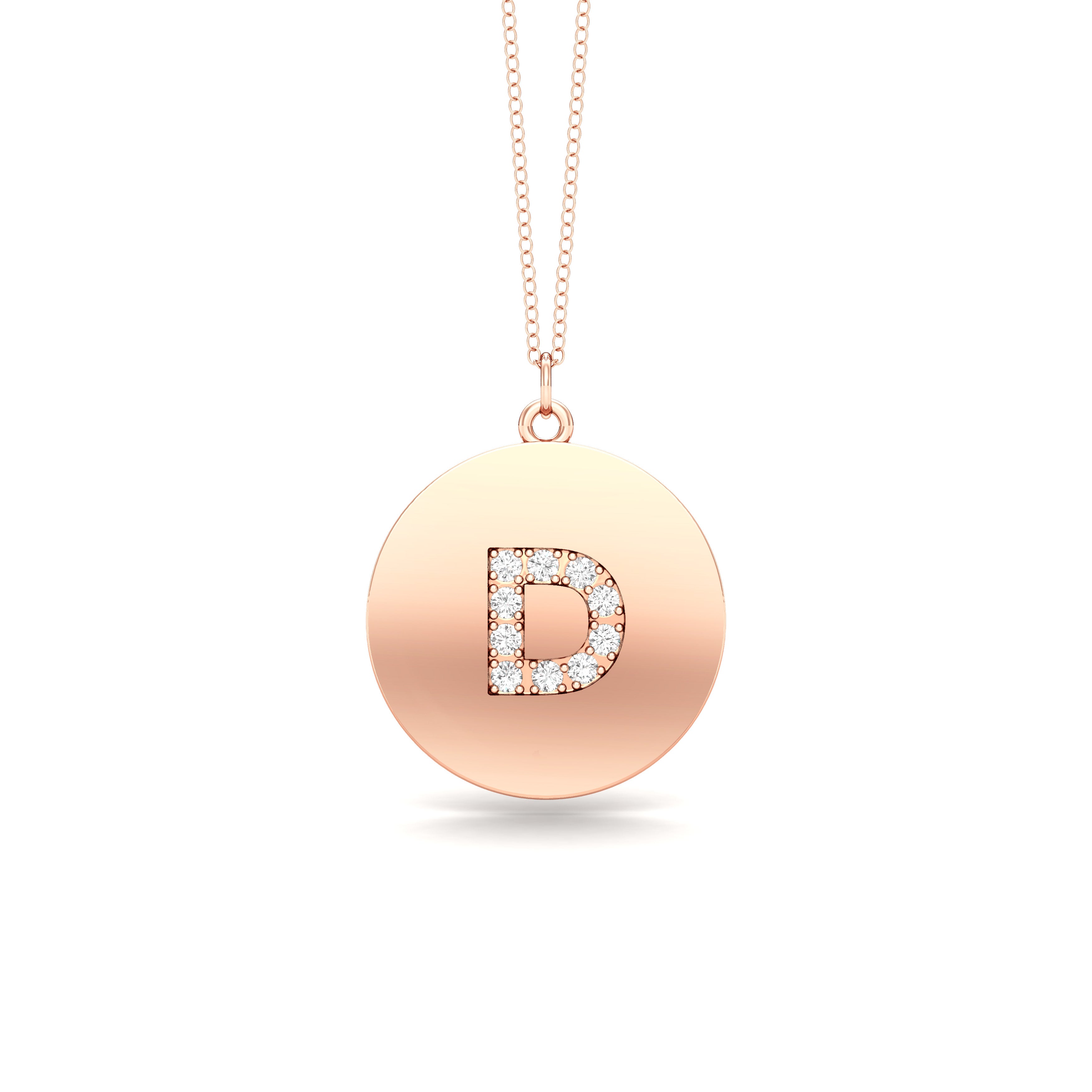 0.07Ct Diamond A-Z Alphabet Initial Pendant, 18" Gold Chain in 14K Gold