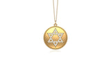 14K Gold Diamond (0.24 Ct, G-H Color, SI2-I1 Clarity) David's Star Disc Pendant, 18" Gold Chain