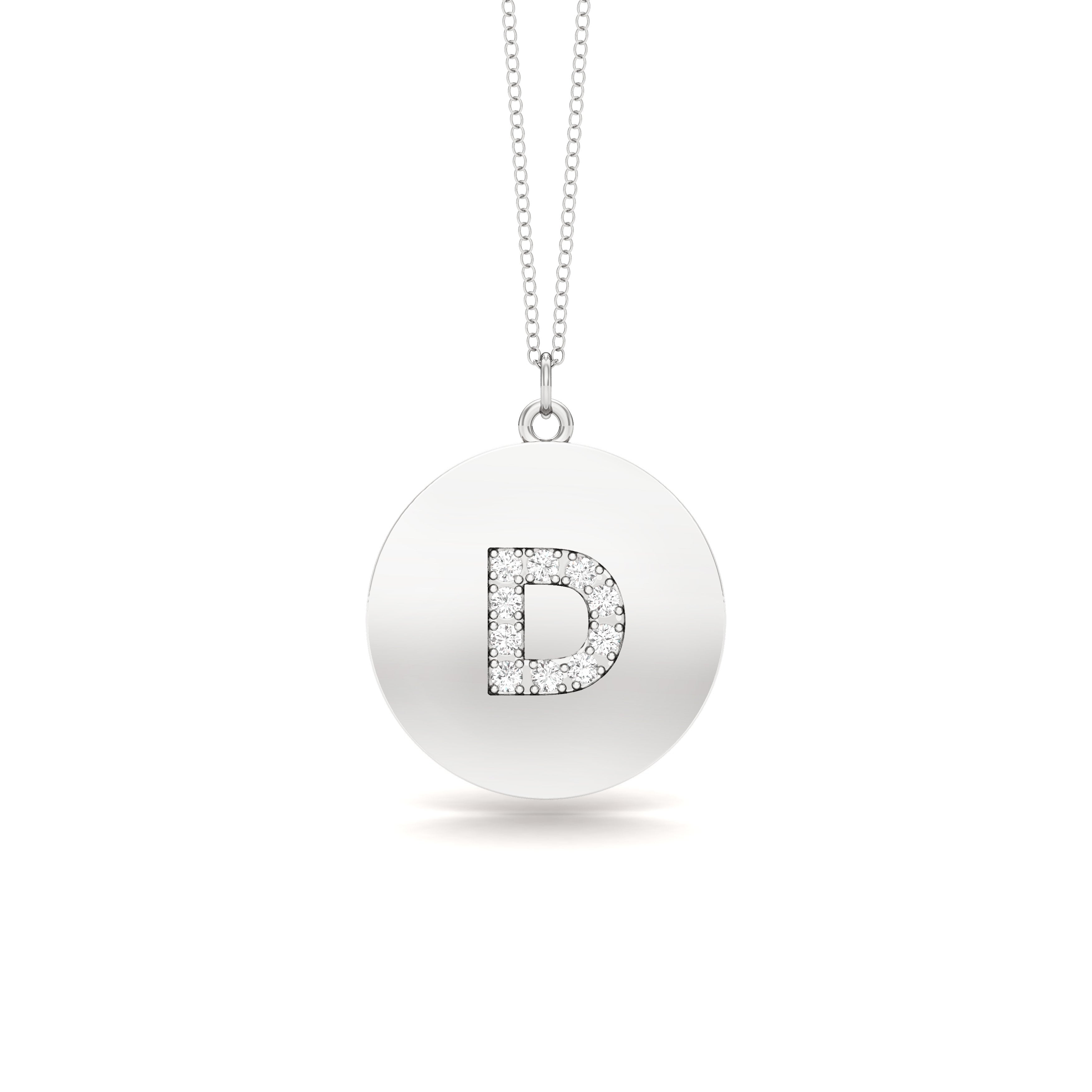 0.07Ct Diamond A-Z Alphabet Initial Pendant, 18" Gold Chain in 14K Gold