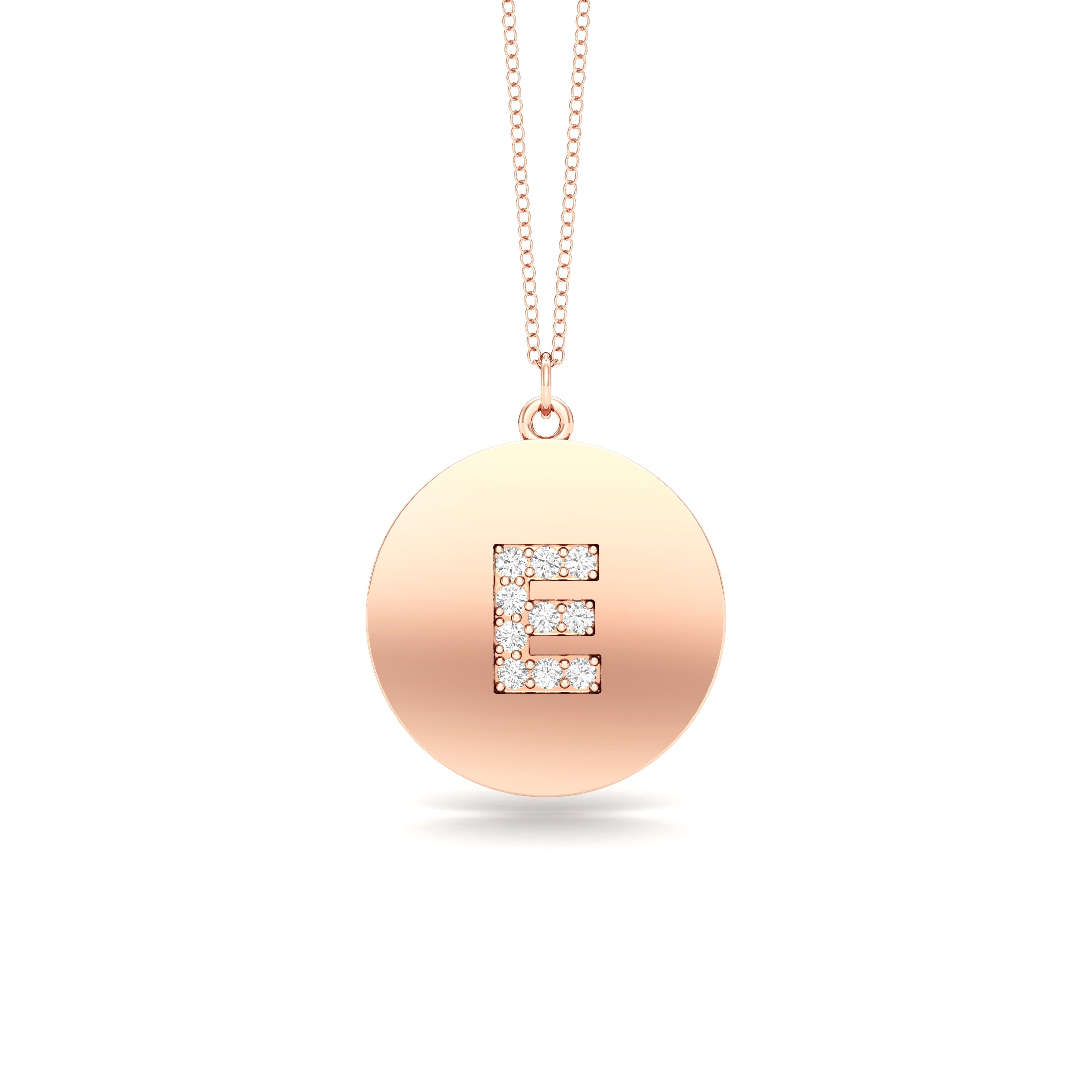 0.07Ct Diamond A-Z Alphabet Initial Pendant, 18" Gold Chain in 14K Gold