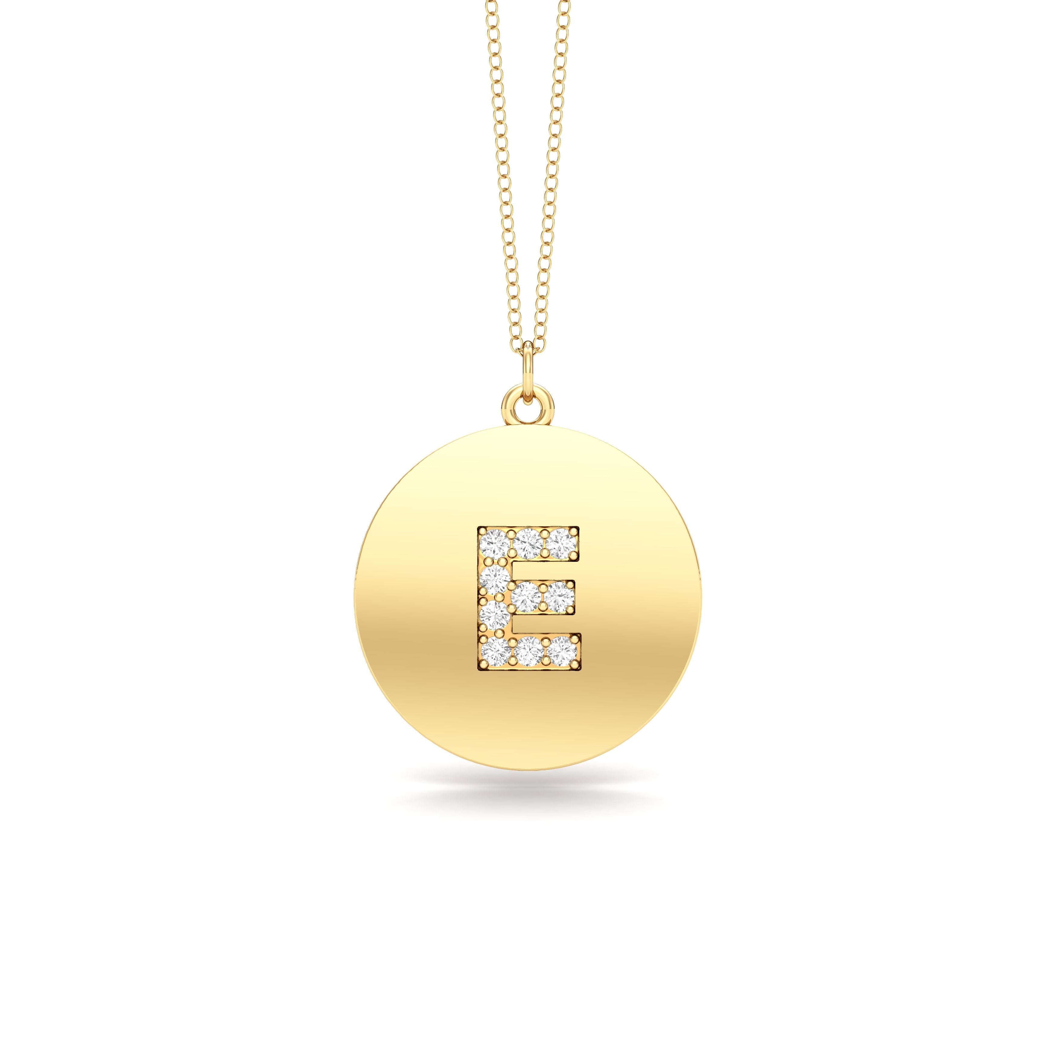 0.07Ct Diamond A-Z Alphabet Initial Pendant, 18" Gold Chain in 14K Gold