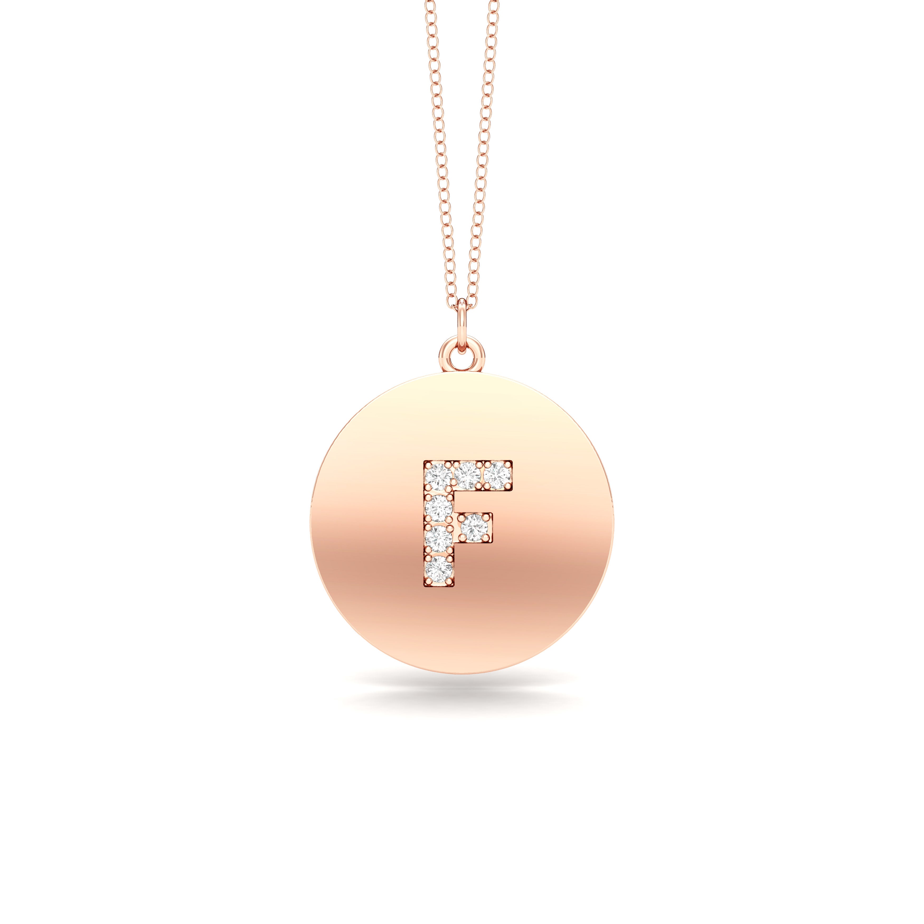 0.07Ct Diamond A-Z Alphabet Initial Pendant, 18" Gold Chain in 14K Gold