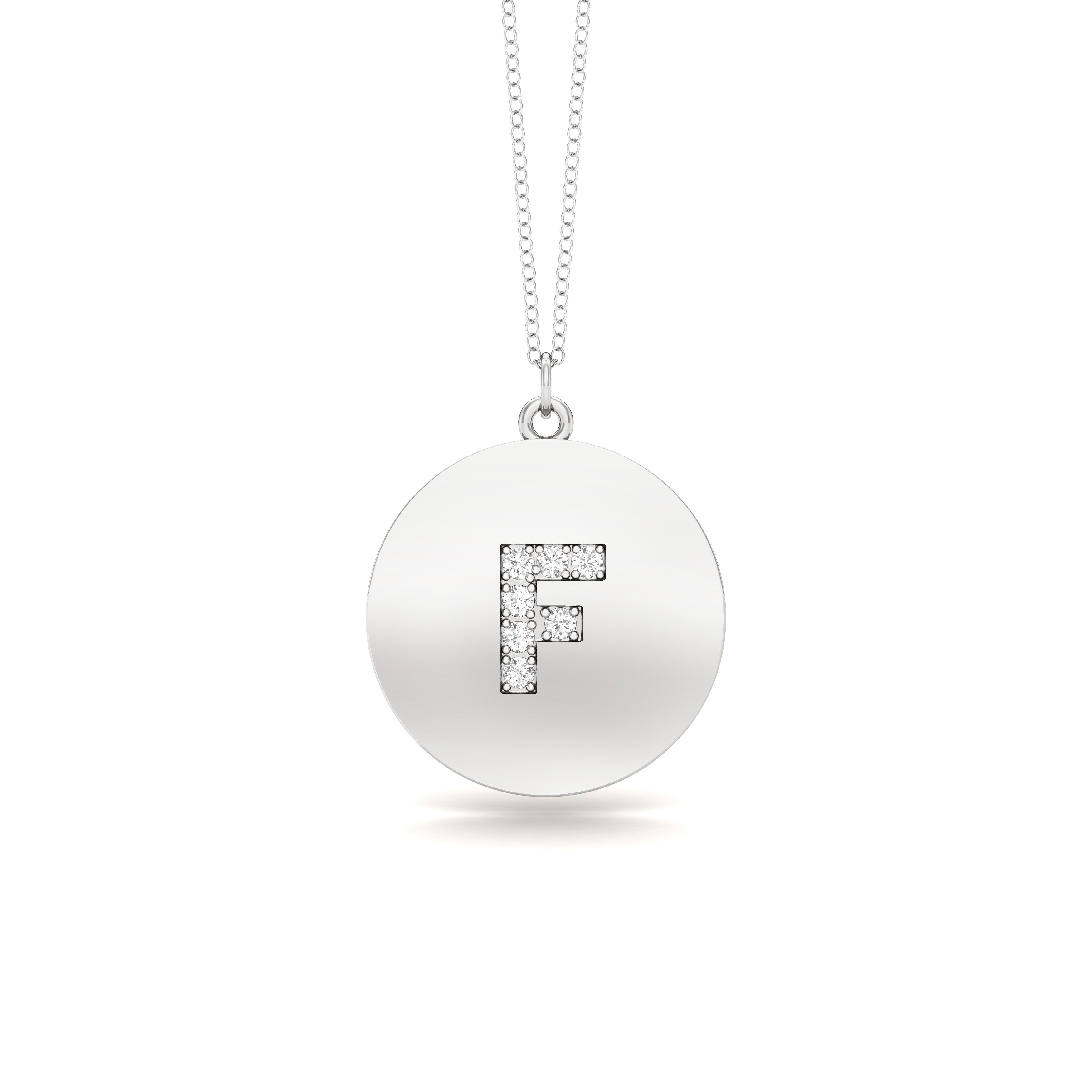 0.07Ct Diamond A-Z Alphabet Initial Pendant, 18" Gold Chain in 14K Gold