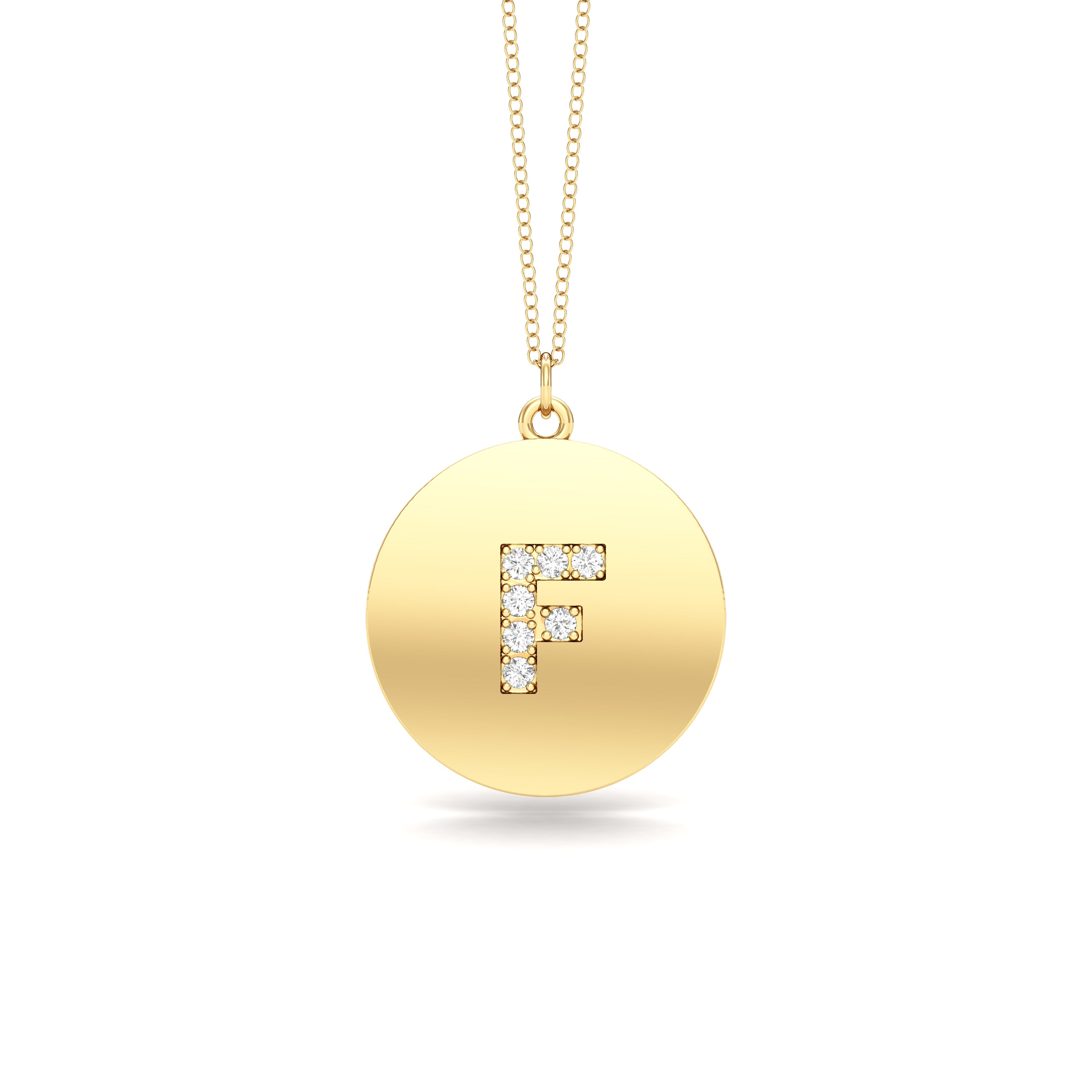 0.07Ct Diamond A-Z Alphabet Initial Pendant, 18" Gold Chain in 14K Gold