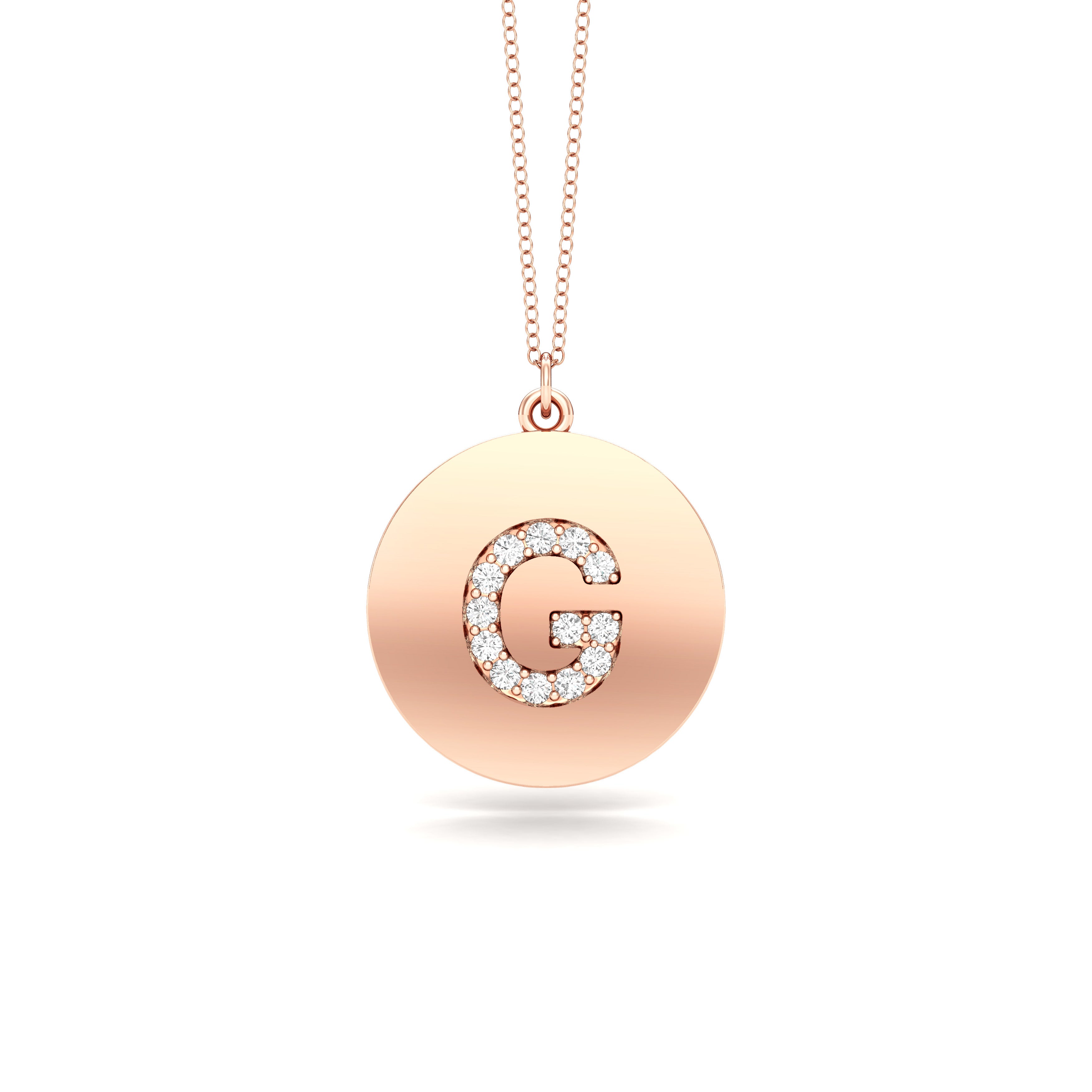 0.07Ct Diamond A-Z Alphabet Initial Pendant, 18" Gold Chain in 14K Gold