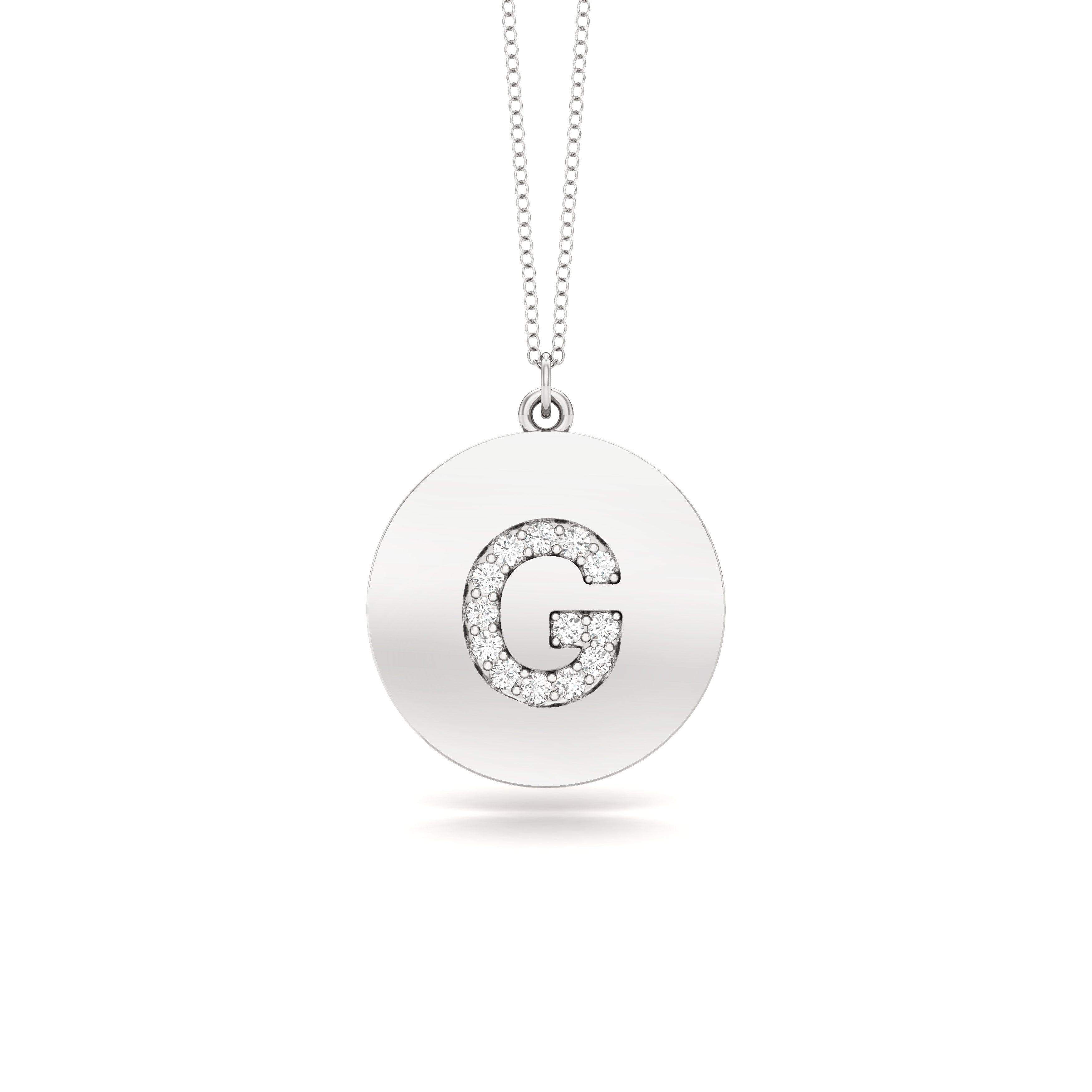 0.07Ct Diamond A-Z Alphabet Initial Pendant, 18" Gold Chain in 14K Gold