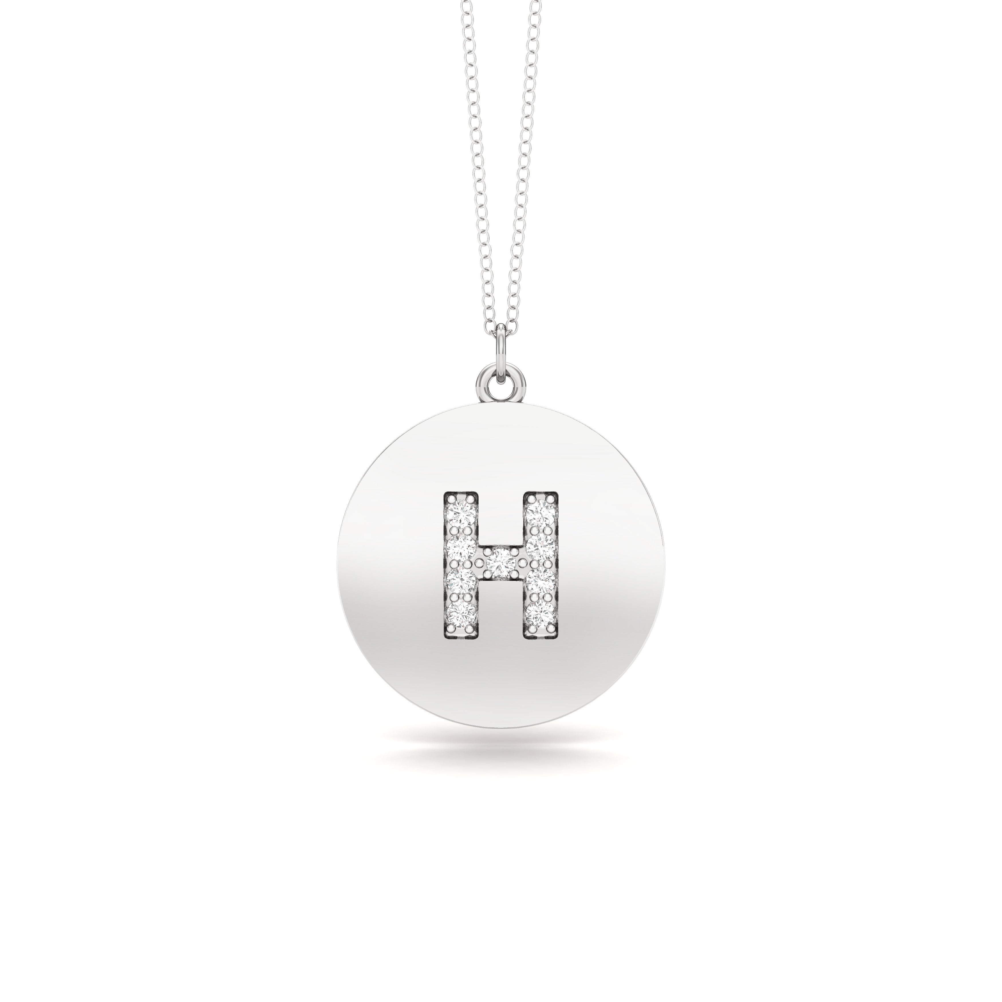 0.07Ct Diamond A-Z Alphabet Initial Pendant, 18" Gold Chain in 14K Gold
