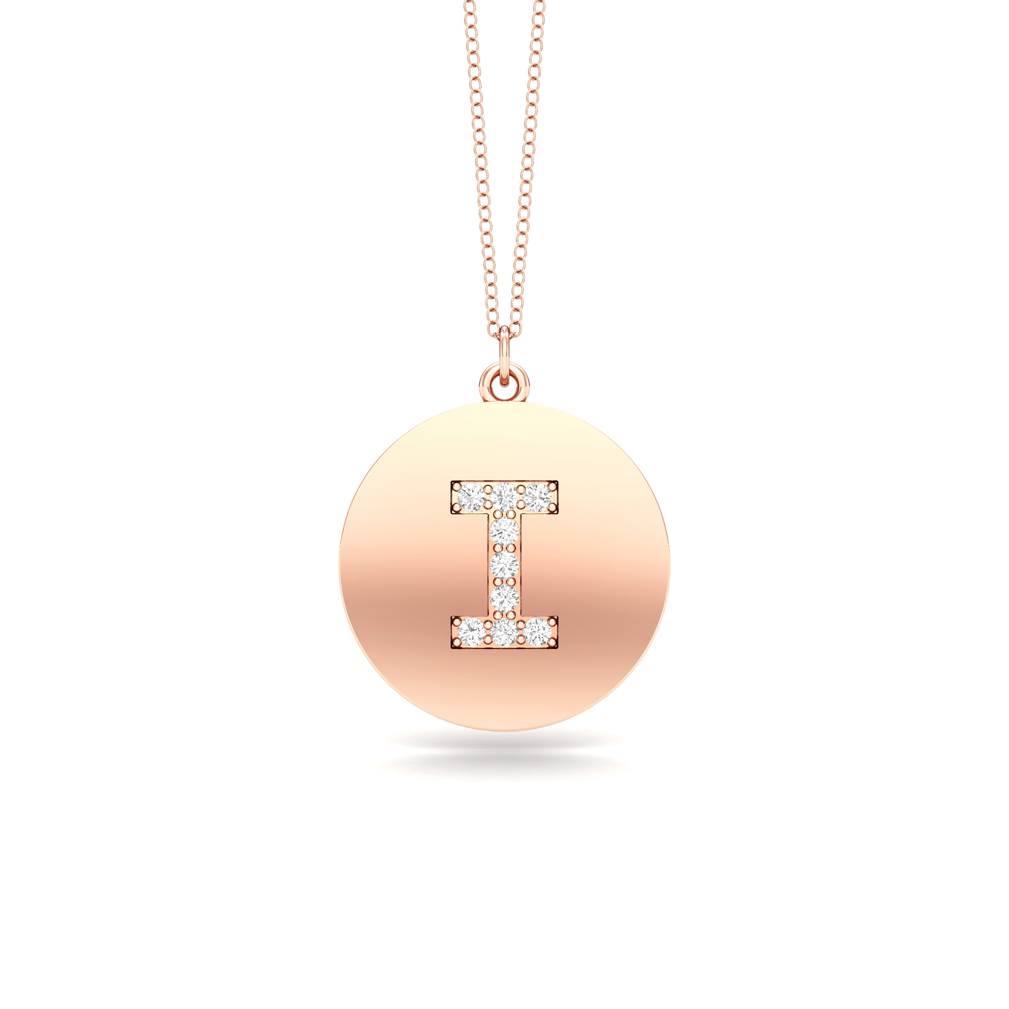 0.07Ct Diamond A-Z Alphabet Initial Pendant, 18" Gold Chain in 14K Gold