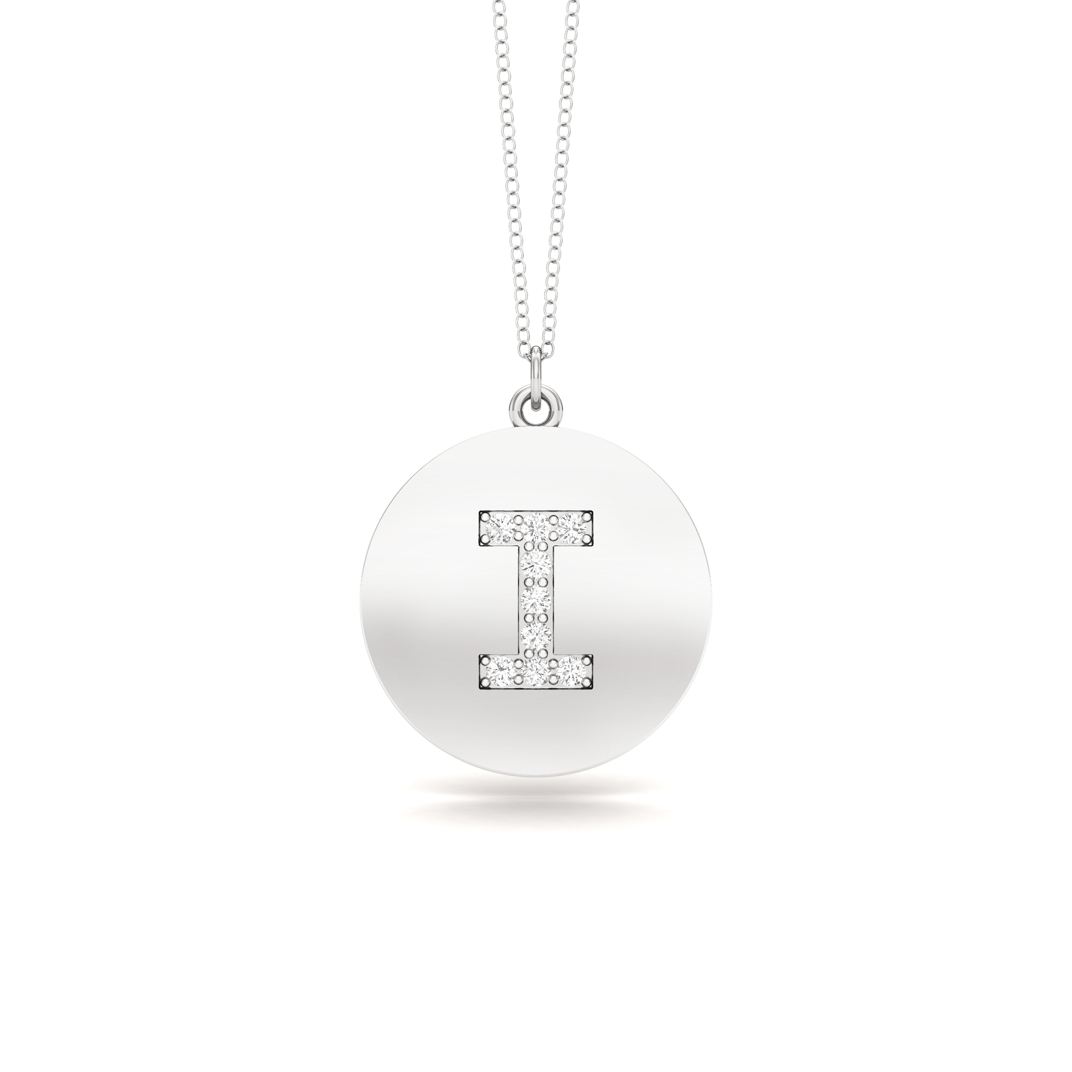 0.07Ct Diamond A-Z Alphabet Initial Pendant, 18" Gold Chain in 14K Gold
