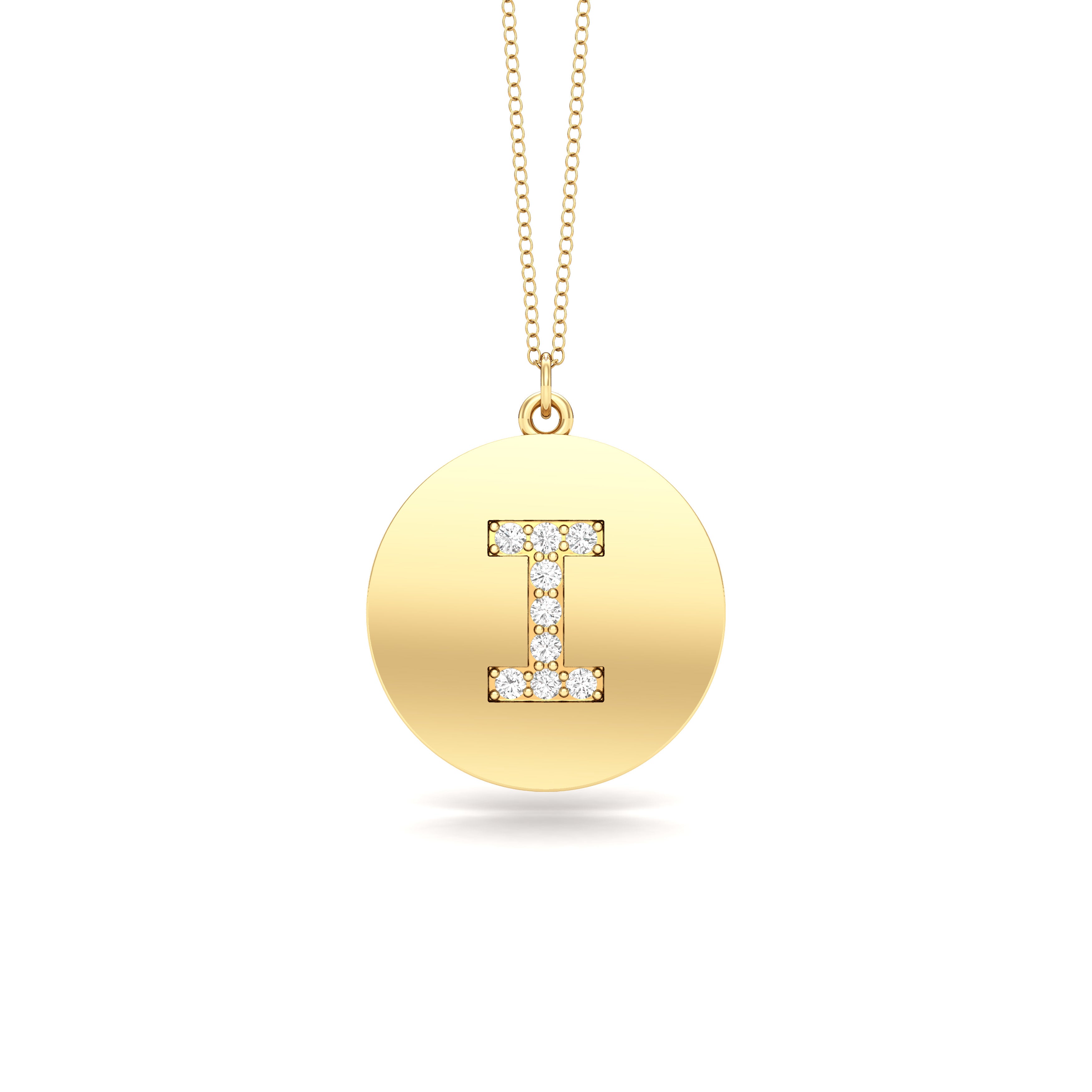 0.07Ct Diamond A-Z Alphabet Initial Pendant, 18" Gold Chain in 14K Gold