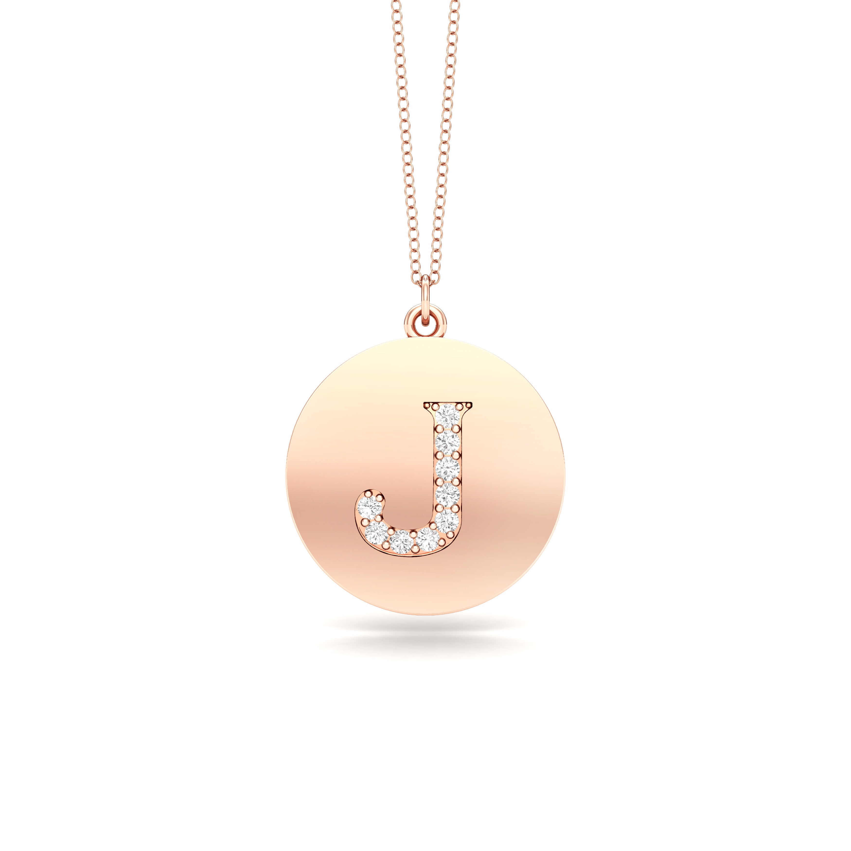 0.07Ct Diamond A-Z Alphabet Initial Pendant, 18" Gold Chain in 14K Gold