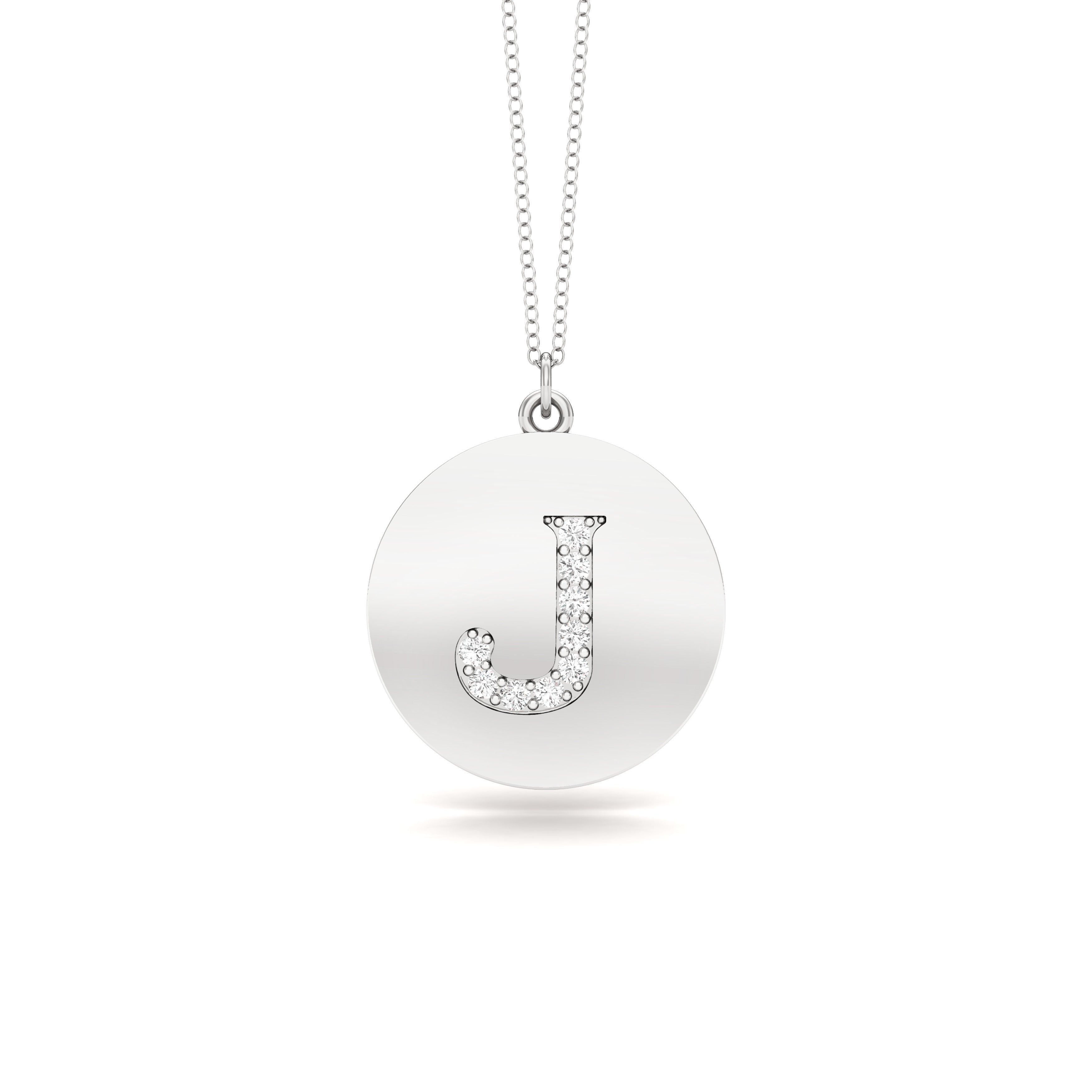 0.07Ct Diamond A-Z Alphabet Initial Pendant, 18" Gold Chain in 14K Gold