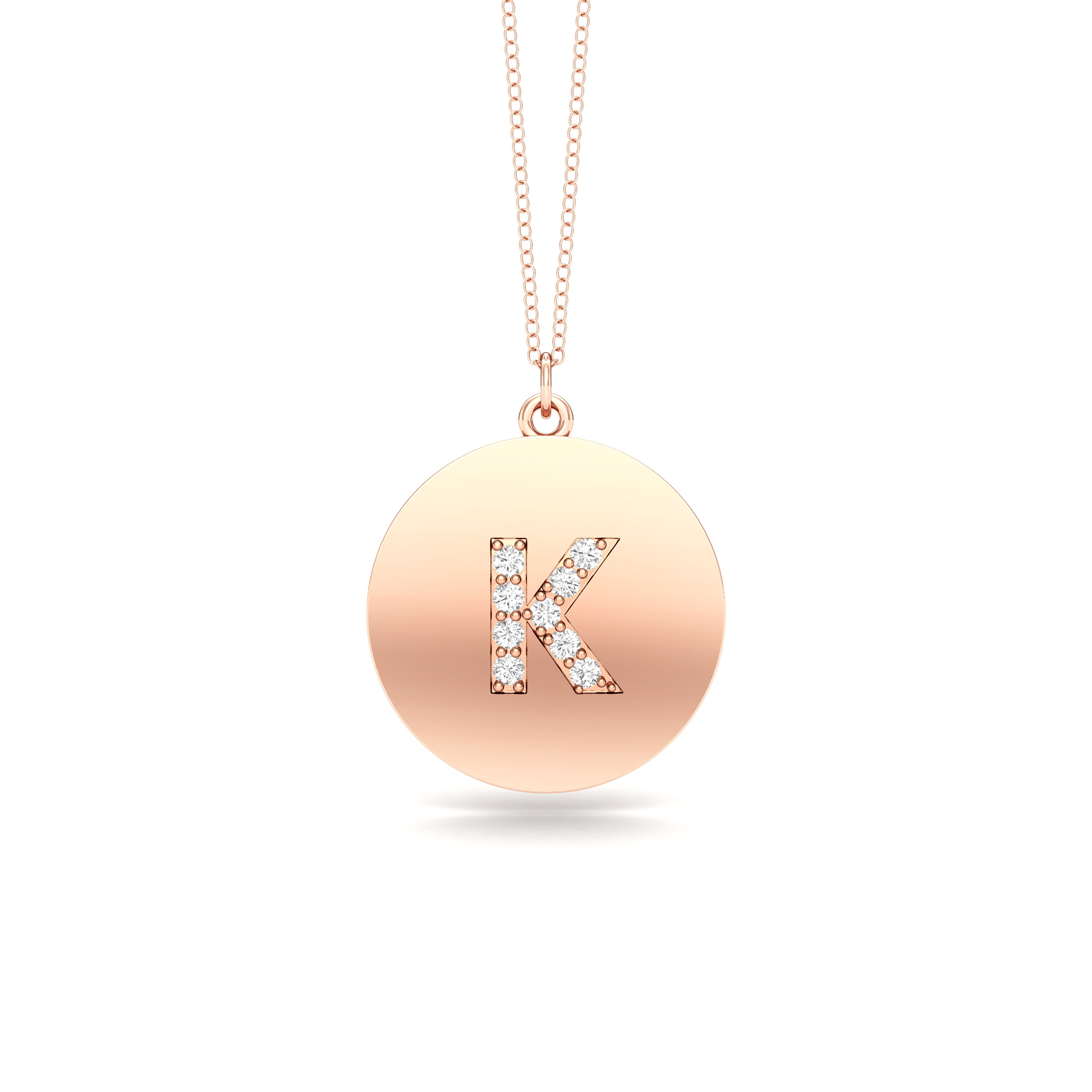 0.07Ct Diamond A-Z Alphabet Initial Pendant, 18" Gold Chain in 14K Gold