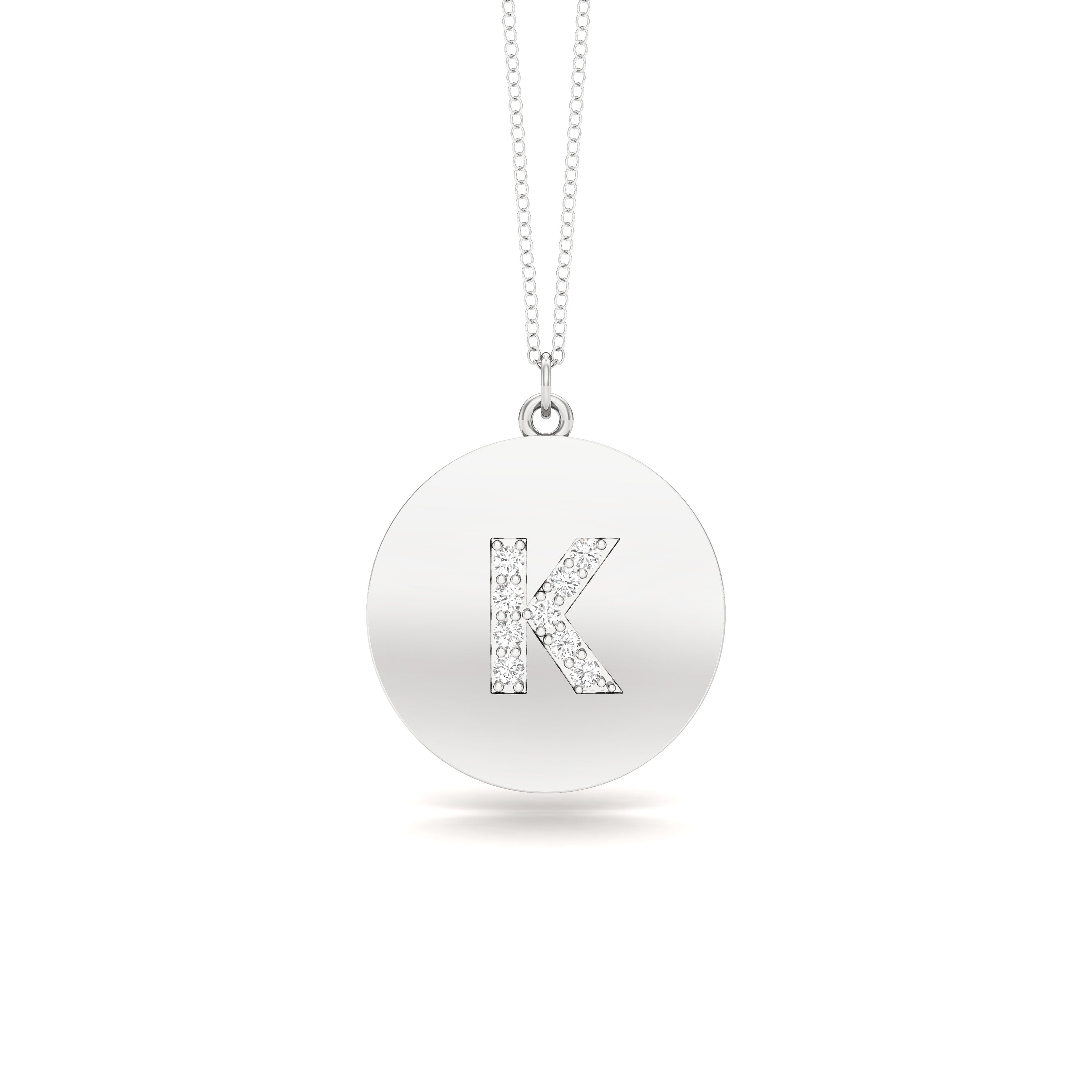 0.07Ct Diamond A-Z Alphabet Initial Pendant, 18" Gold Chain in 14K Gold