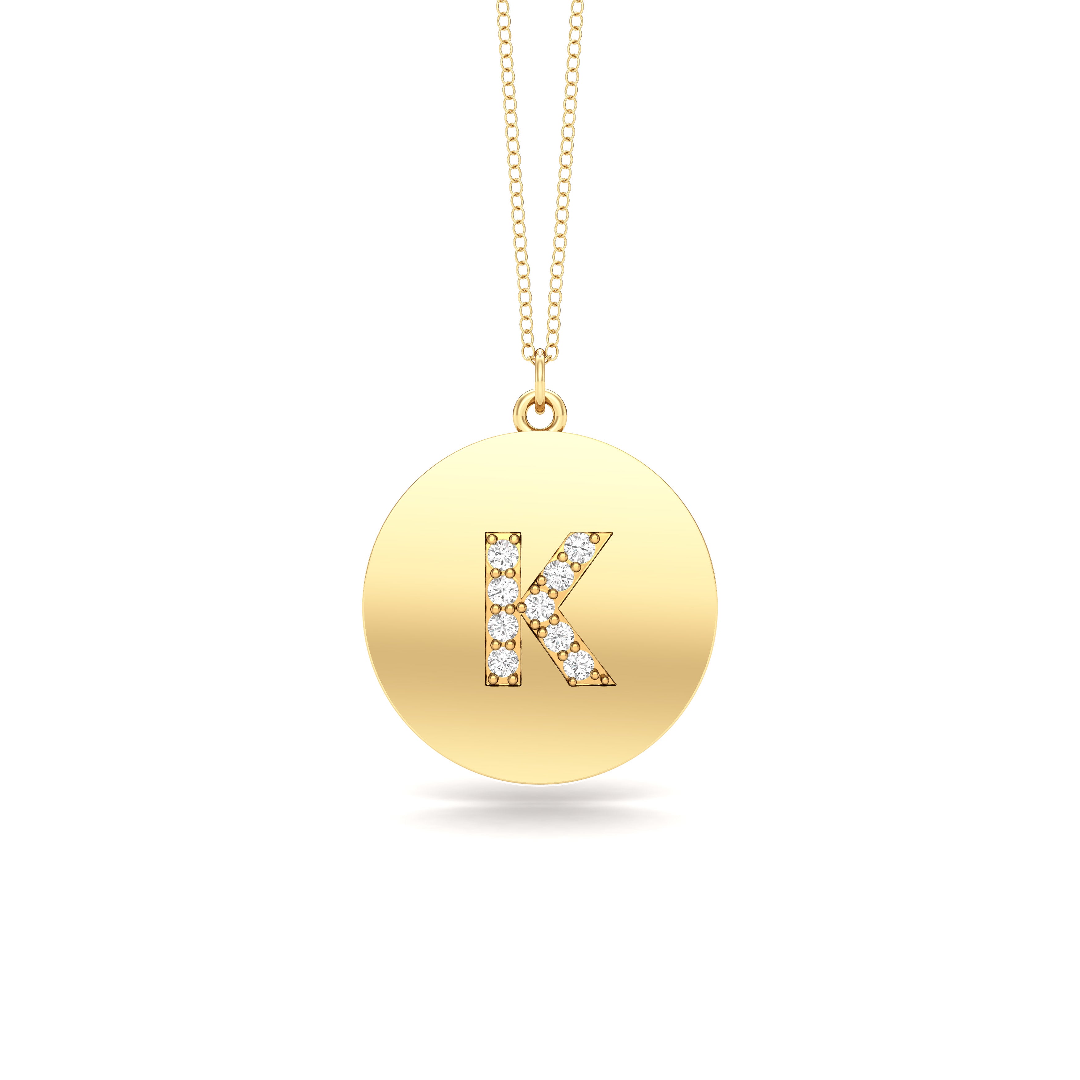 0.07Ct Diamond A-Z Alphabet Initial Pendant, 18" Gold Chain in 14K Gold