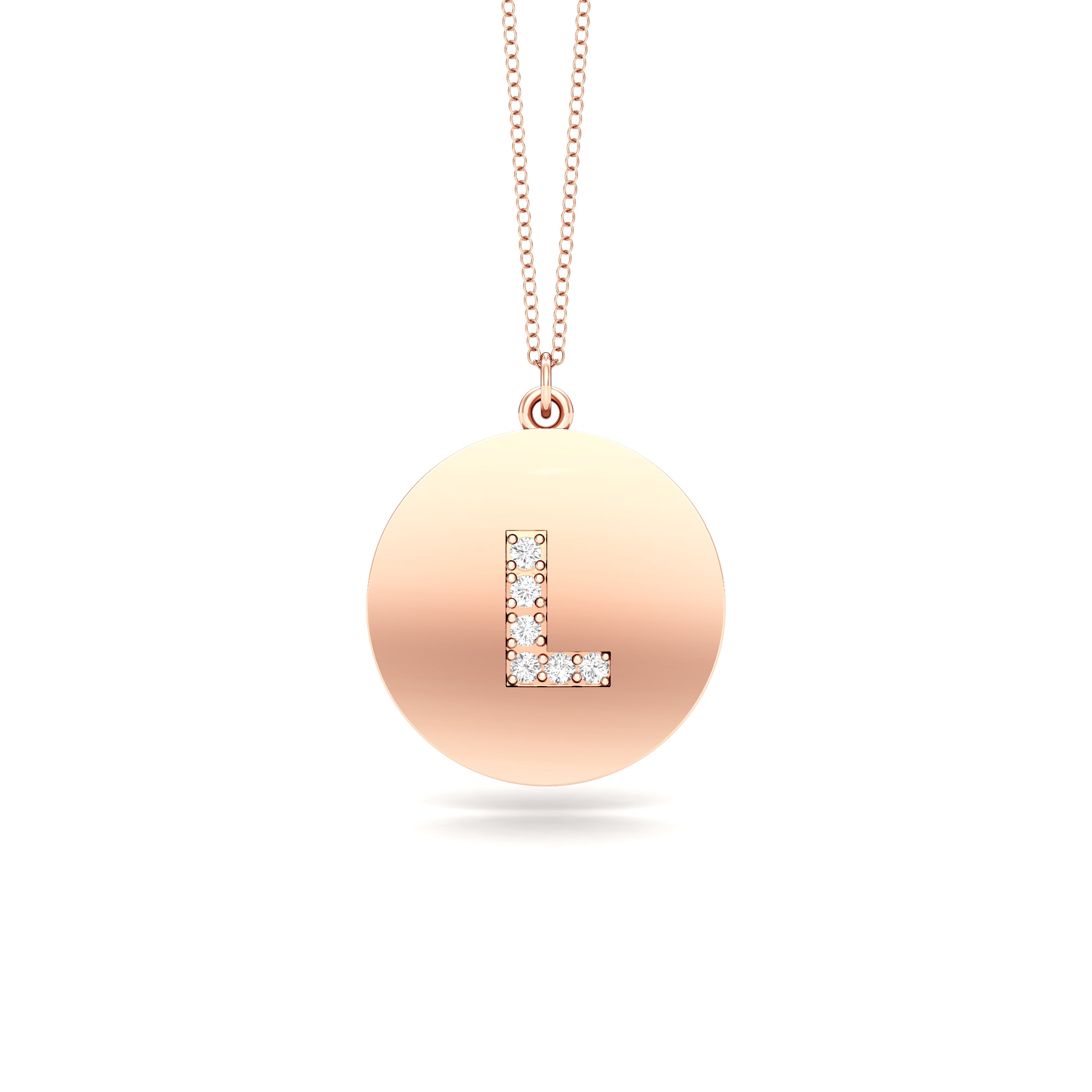 0.07Ct Diamond A-Z Alphabet Initial Pendant, 18" Gold Chain in 14K Gold