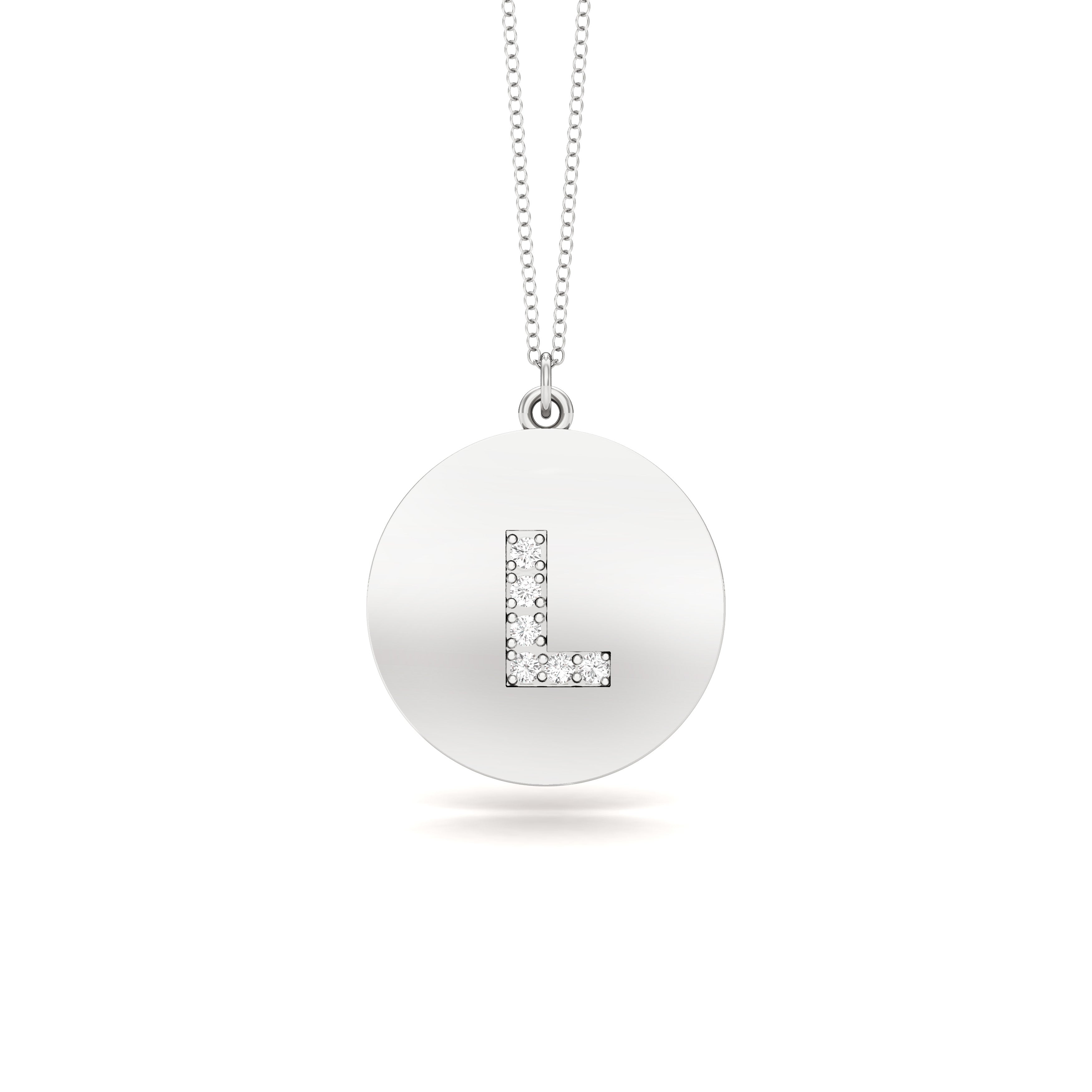 0.07Ct Diamond A-Z Alphabet Initial Pendant, 18" Gold Chain in 14K Gold