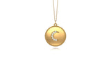 14K Gold Diamond (0.05 Ct, G-H Color, SI2-I1 Clarity) Moon Disc Pendant, 18" Gold Chain