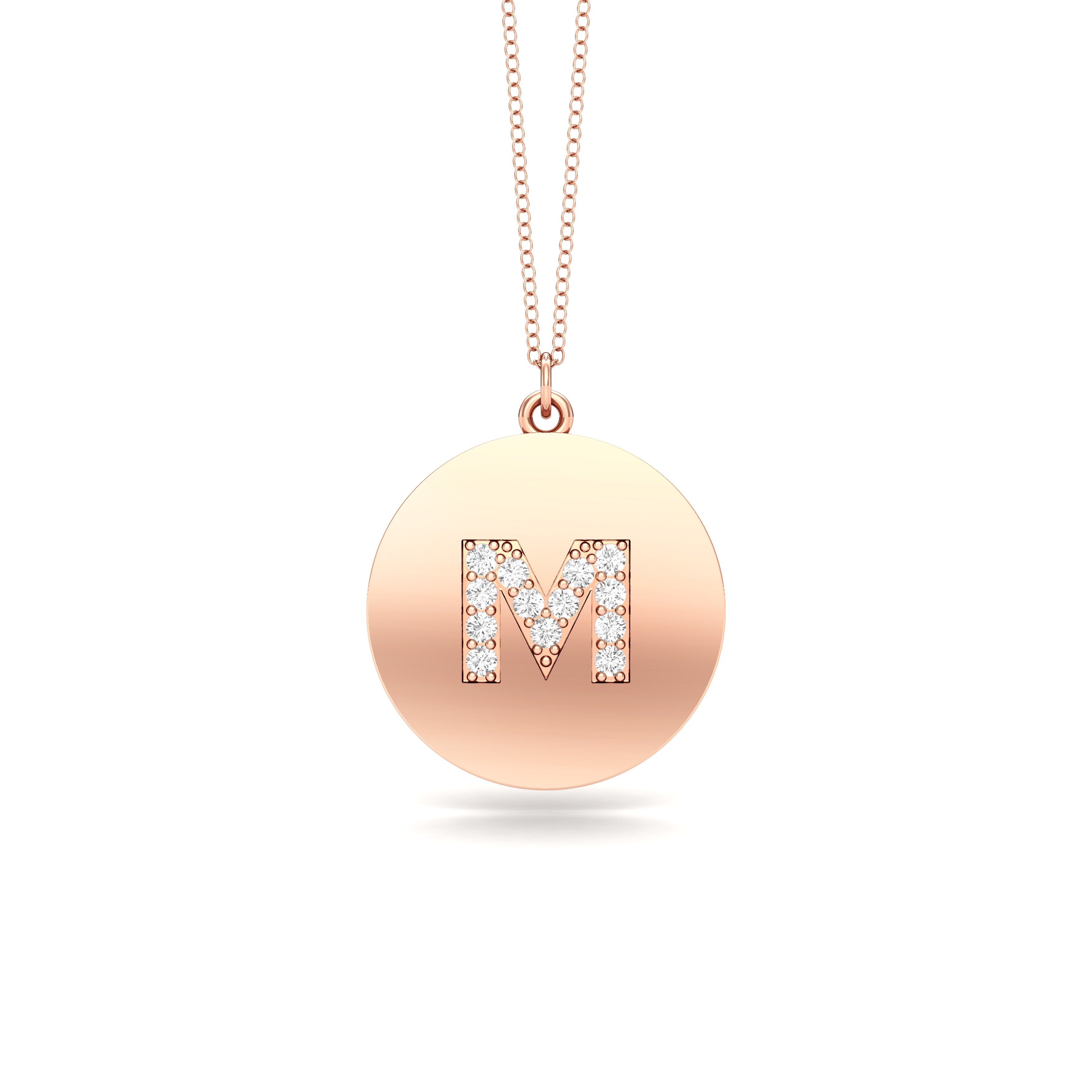 0.07Ct Diamond A-Z Alphabet Initial Pendant, 18" Gold Chain in 14K Gold