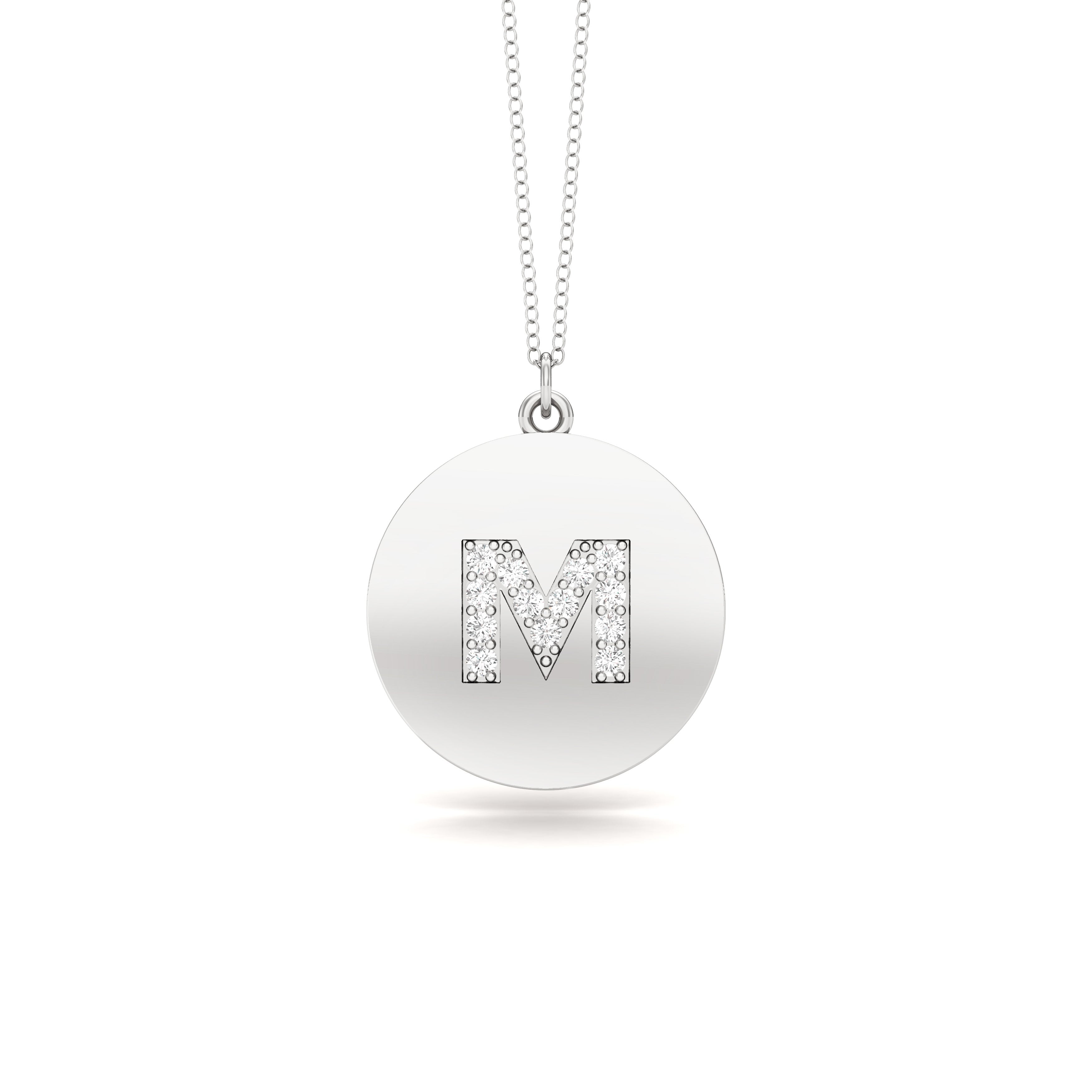 0.07Ct Diamond A-Z Alphabet Initial Pendant, 18" Gold Chain in 14K Gold