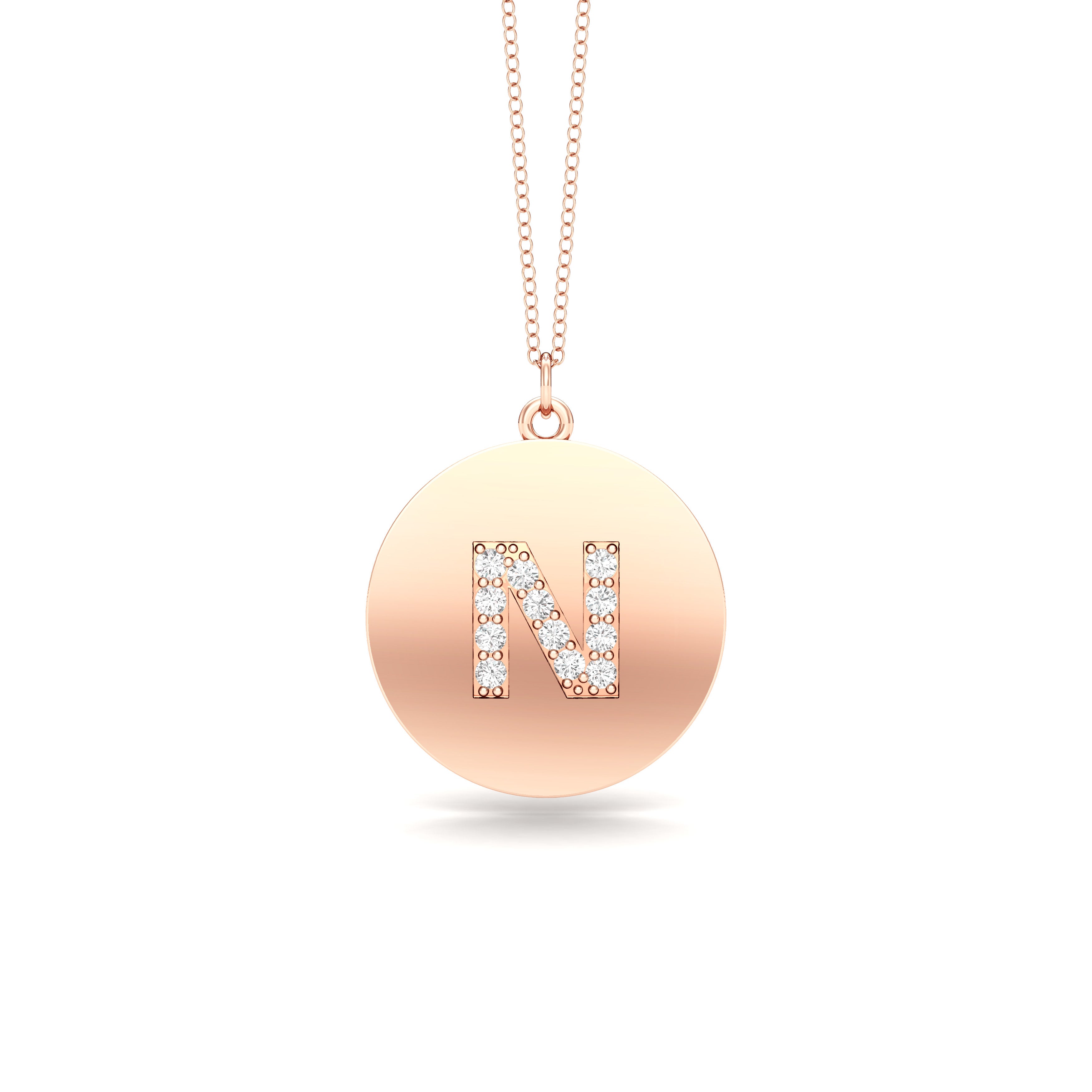 0.07Ct Diamond A-Z Alphabet Initial Pendant, 18" Gold Chain in 14K Gold