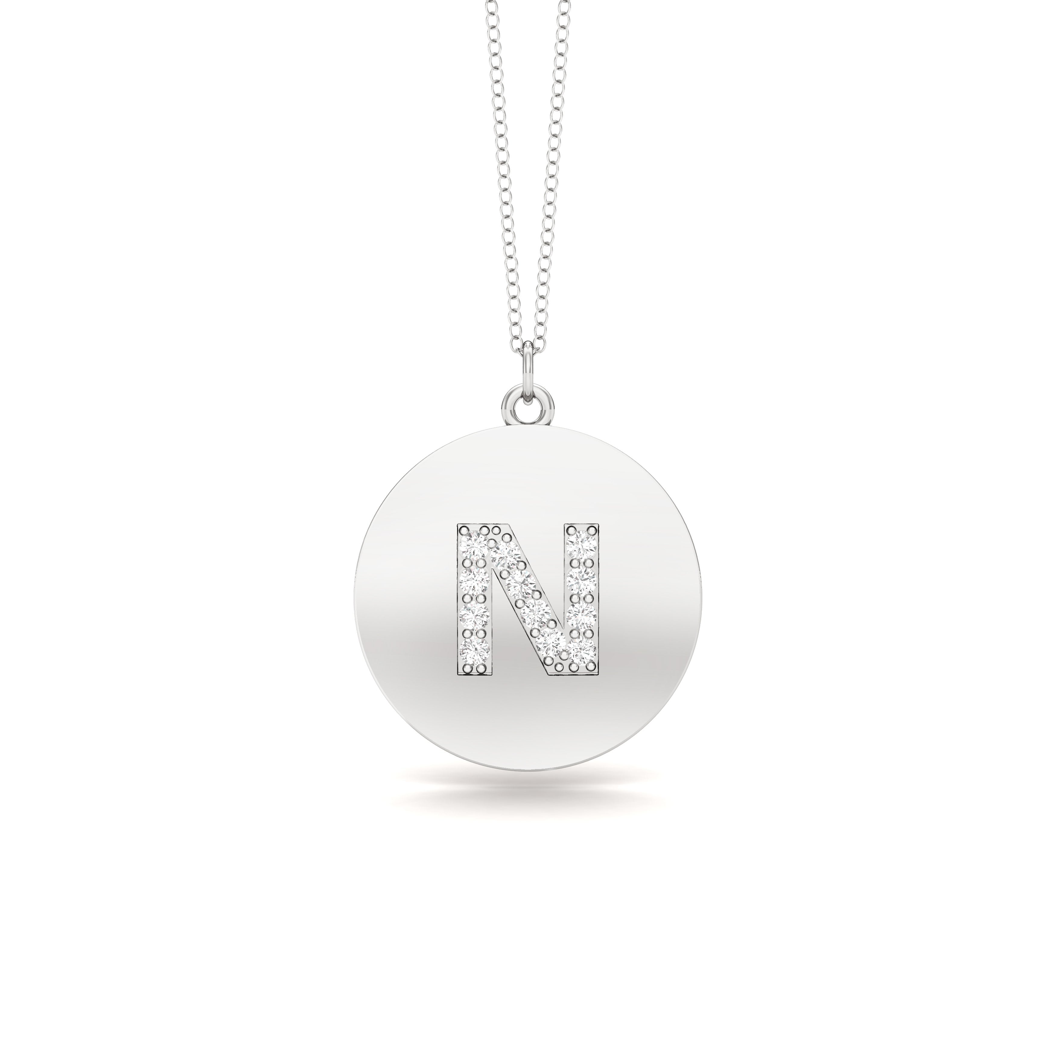 0.07Ct Diamond A-Z Alphabet Initial Pendant, 18" Gold Chain in 14K Gold