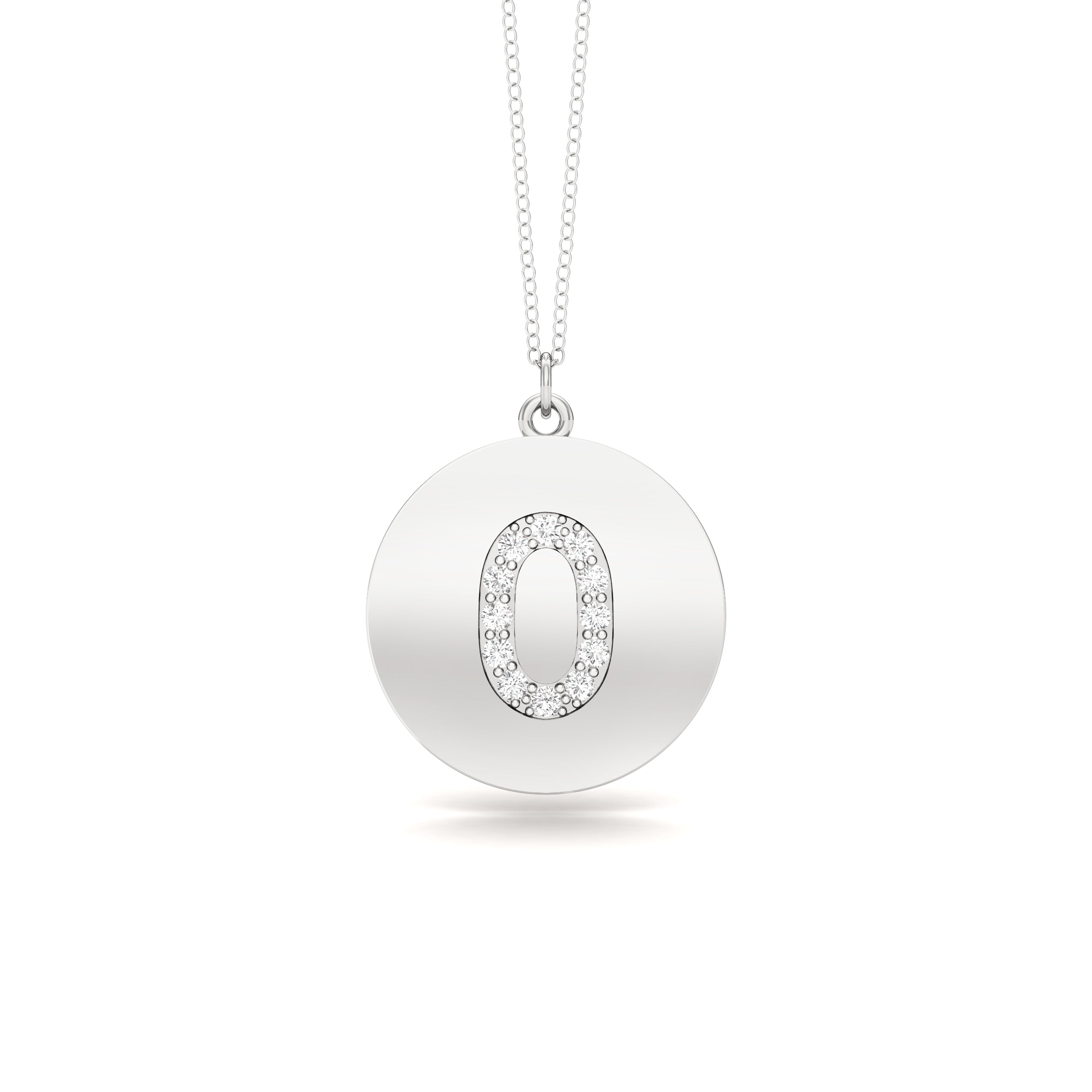 0.07Ct Diamond A-Z Alphabet Initial Pendant, 18" Gold Chain in 14K Gold