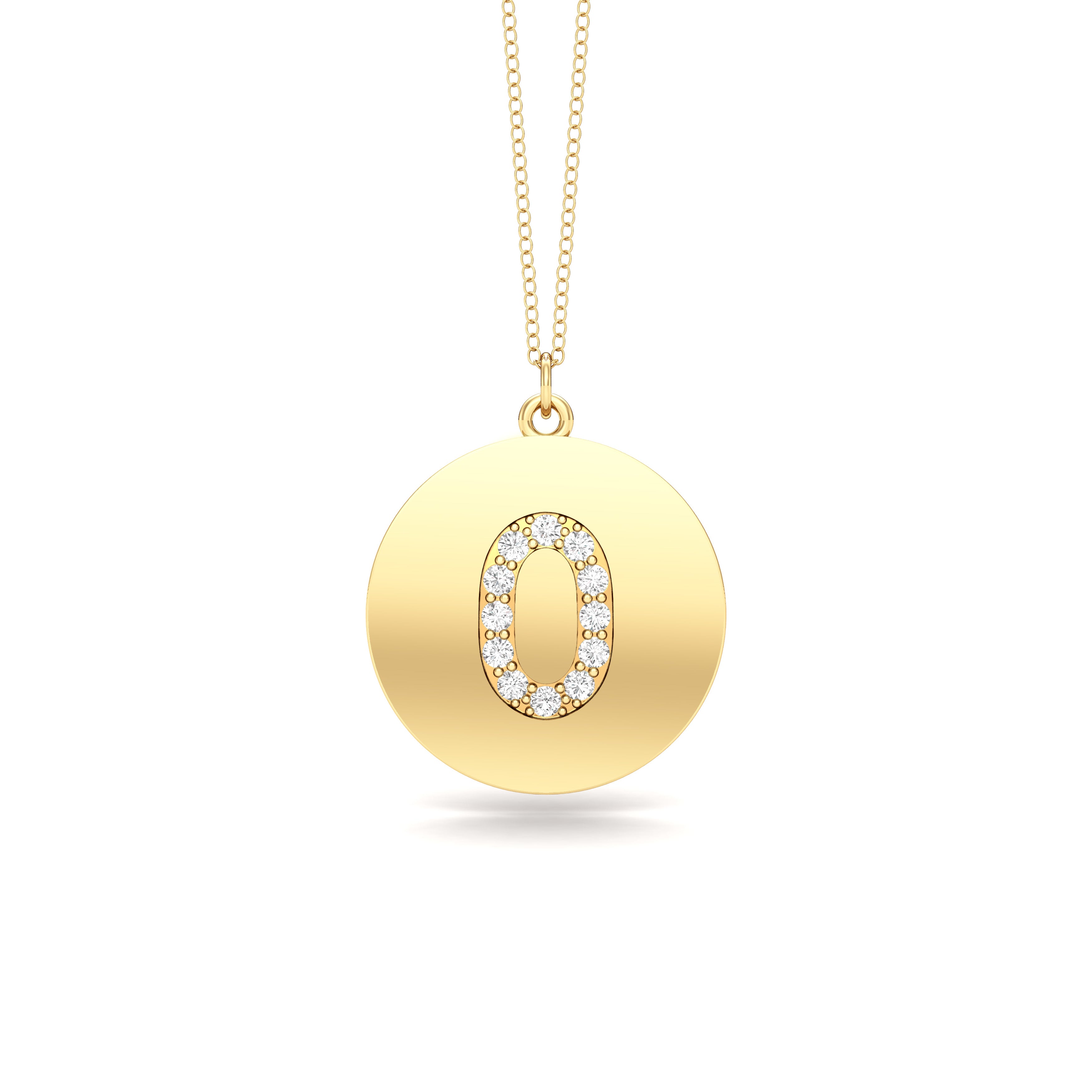 0.07Ct Diamond A-Z Alphabet Initial Pendant, 18" Gold Chain in 14K Gold