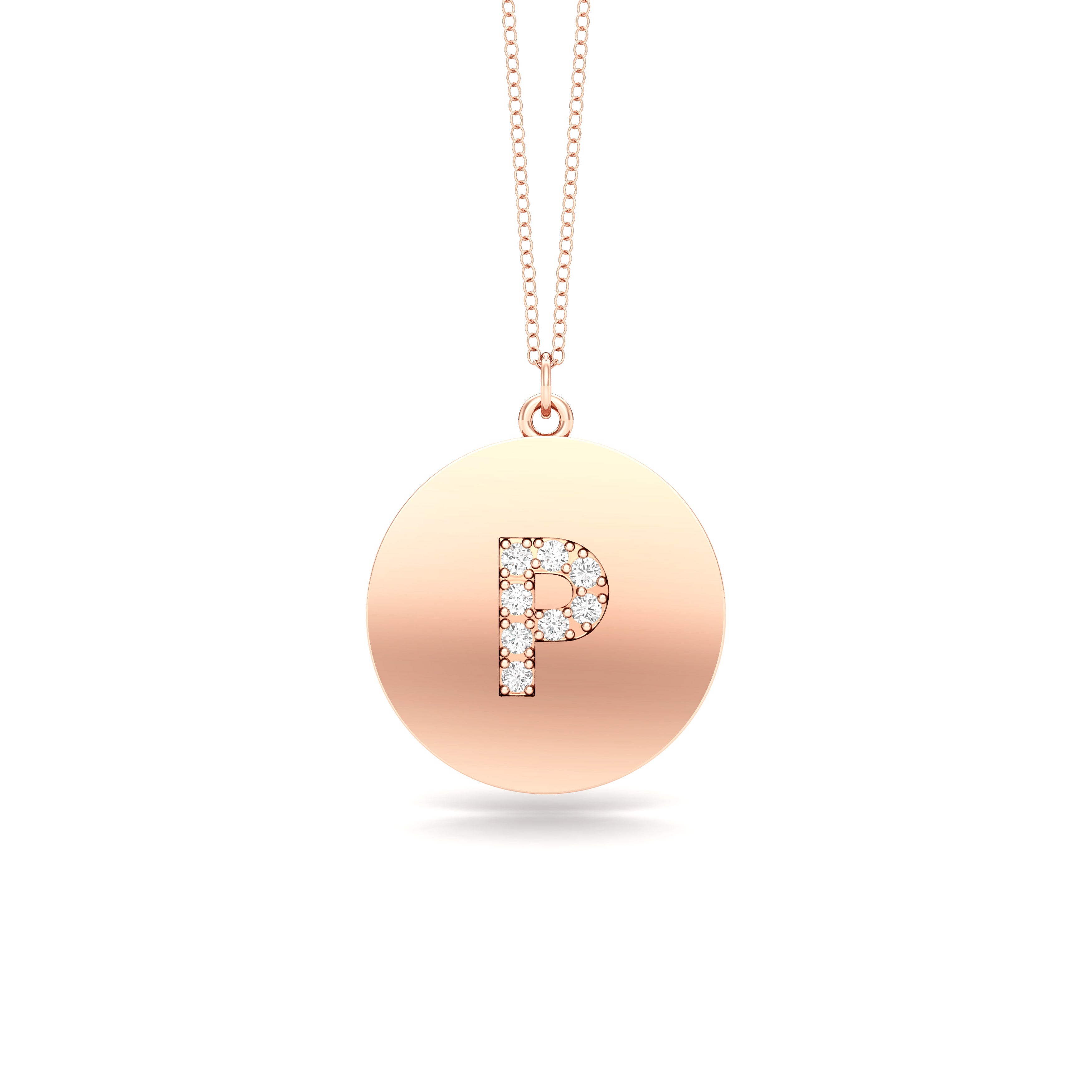 0.07Ct Diamond A-Z Alphabet Initial Pendant, 18" Gold Chain in 14K Gold