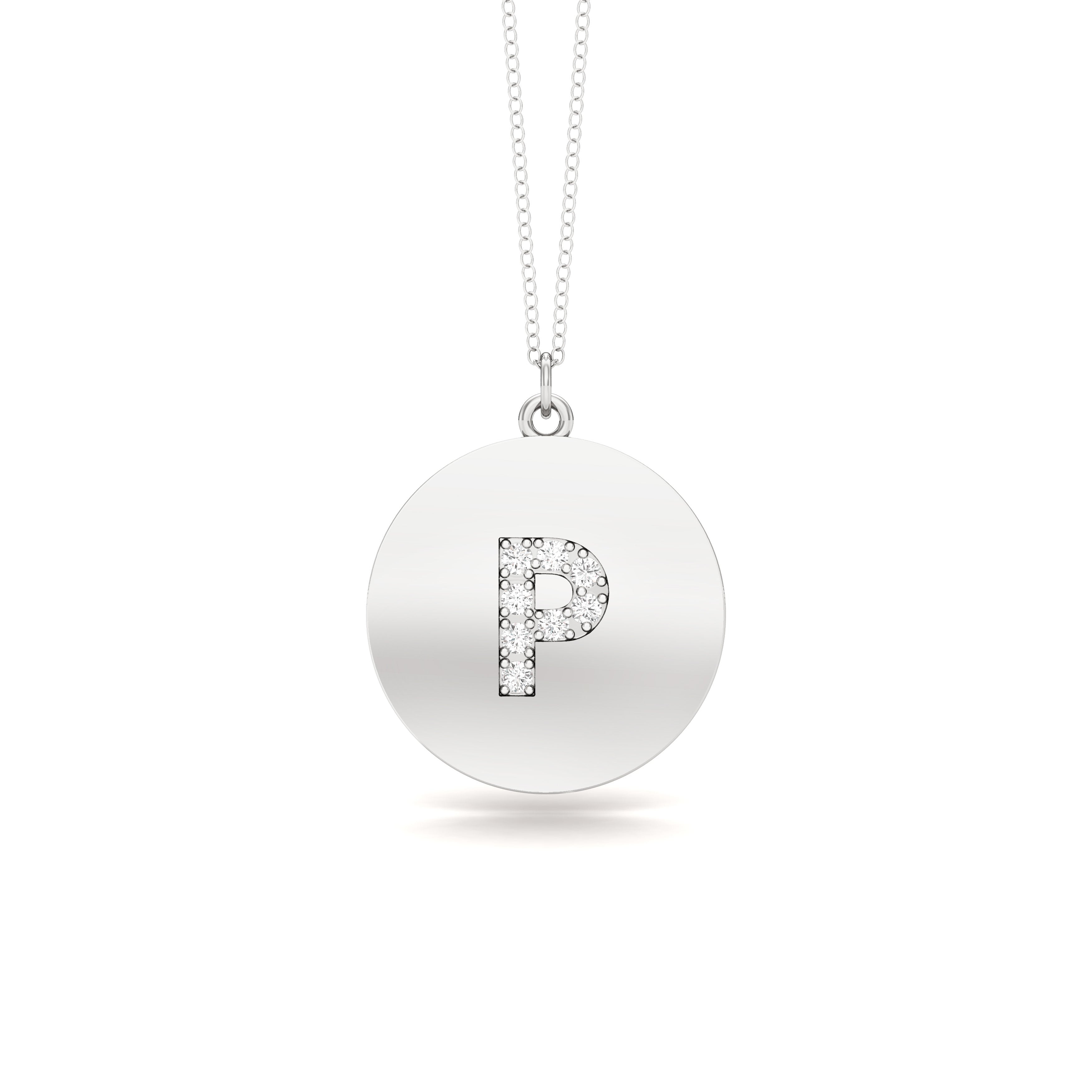 0.07Ct Diamond A-Z Alphabet Initial Pendant, 18" Gold Chain in 14K Gold