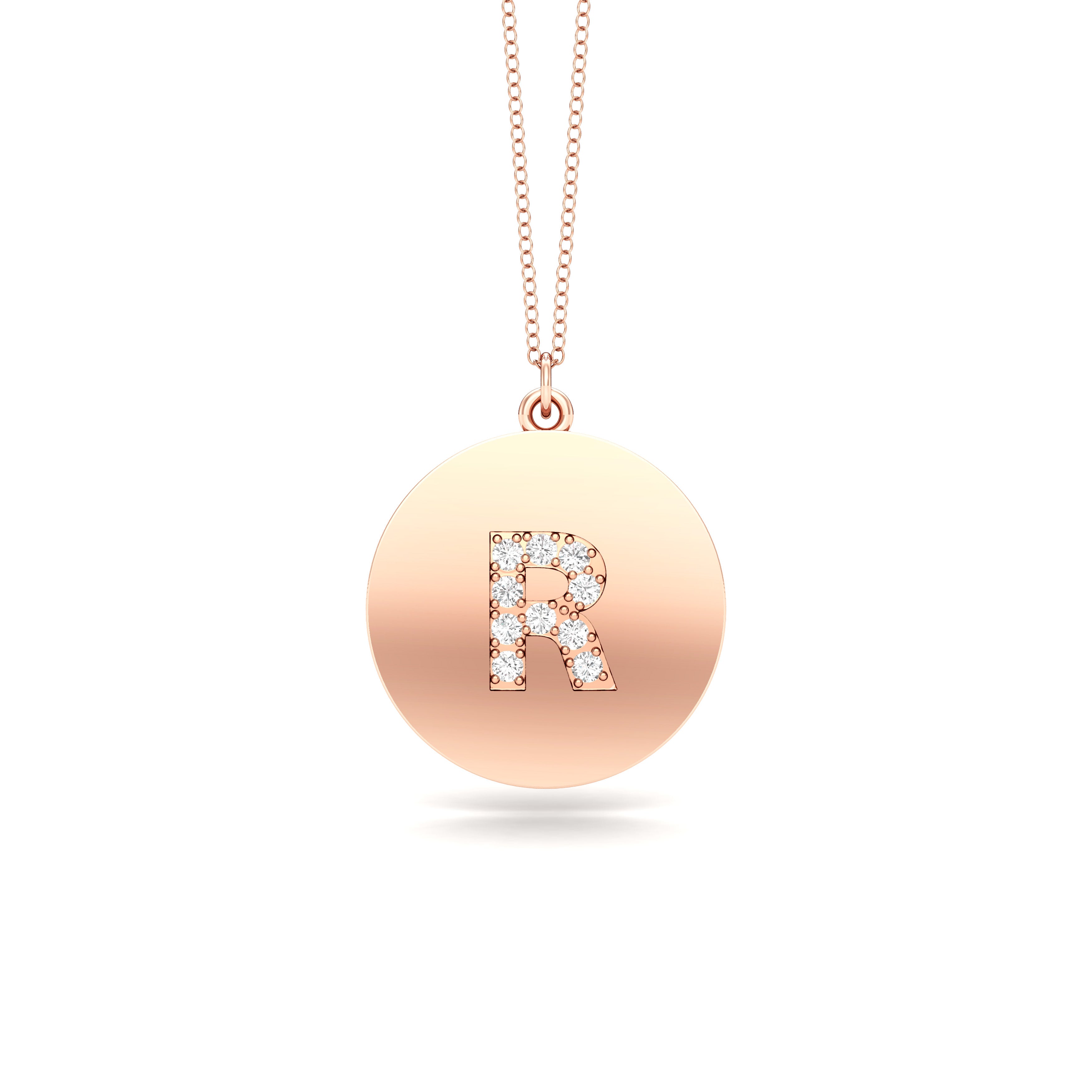 0.07Ct Diamond A-Z Alphabet Initial Pendant, 18" Gold Chain in 14K Gold