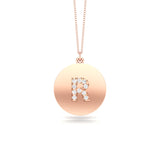 14K Gold Diamond (0.07Ct, G-H Color, SI2-I1 Clarity) A-Z Alphabet Initial Pendant, 18" Gold Chain
