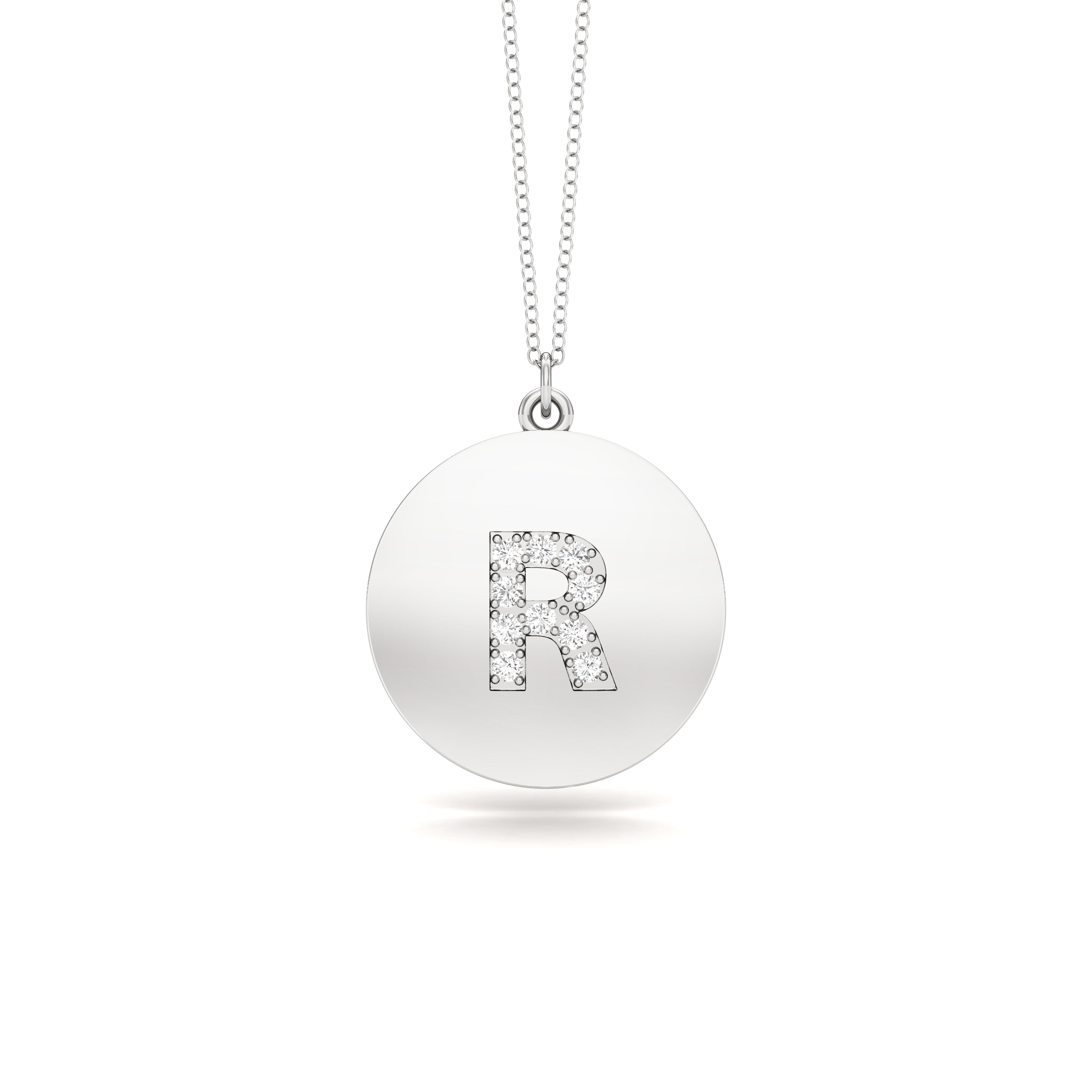 0.07Ct Diamond A-Z Alphabet Initial Pendant, 18" Gold Chain in 14K Gold
