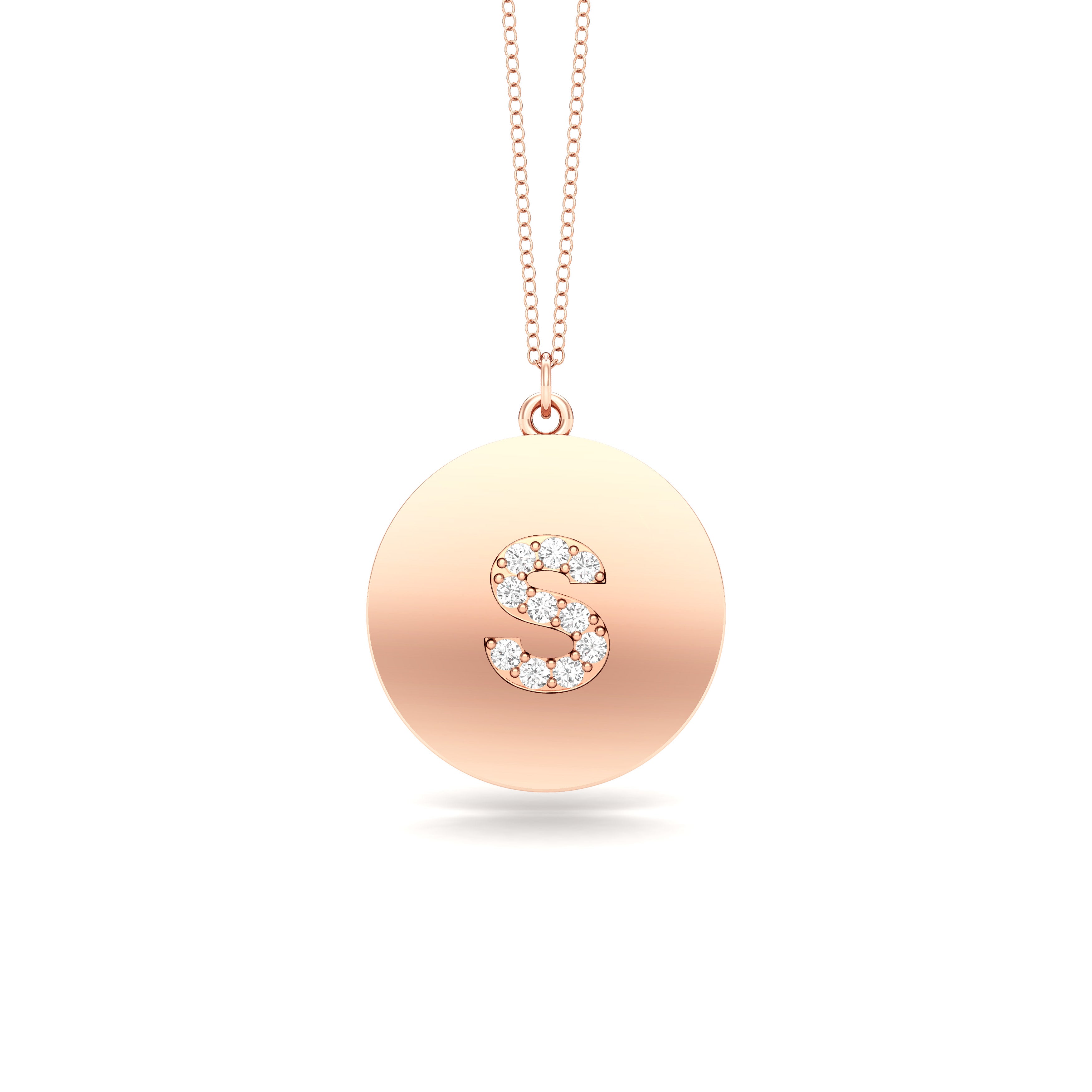 0.07Ct Diamond A-Z Alphabet Initial Pendant, 18" Gold Chain in 14K Gold