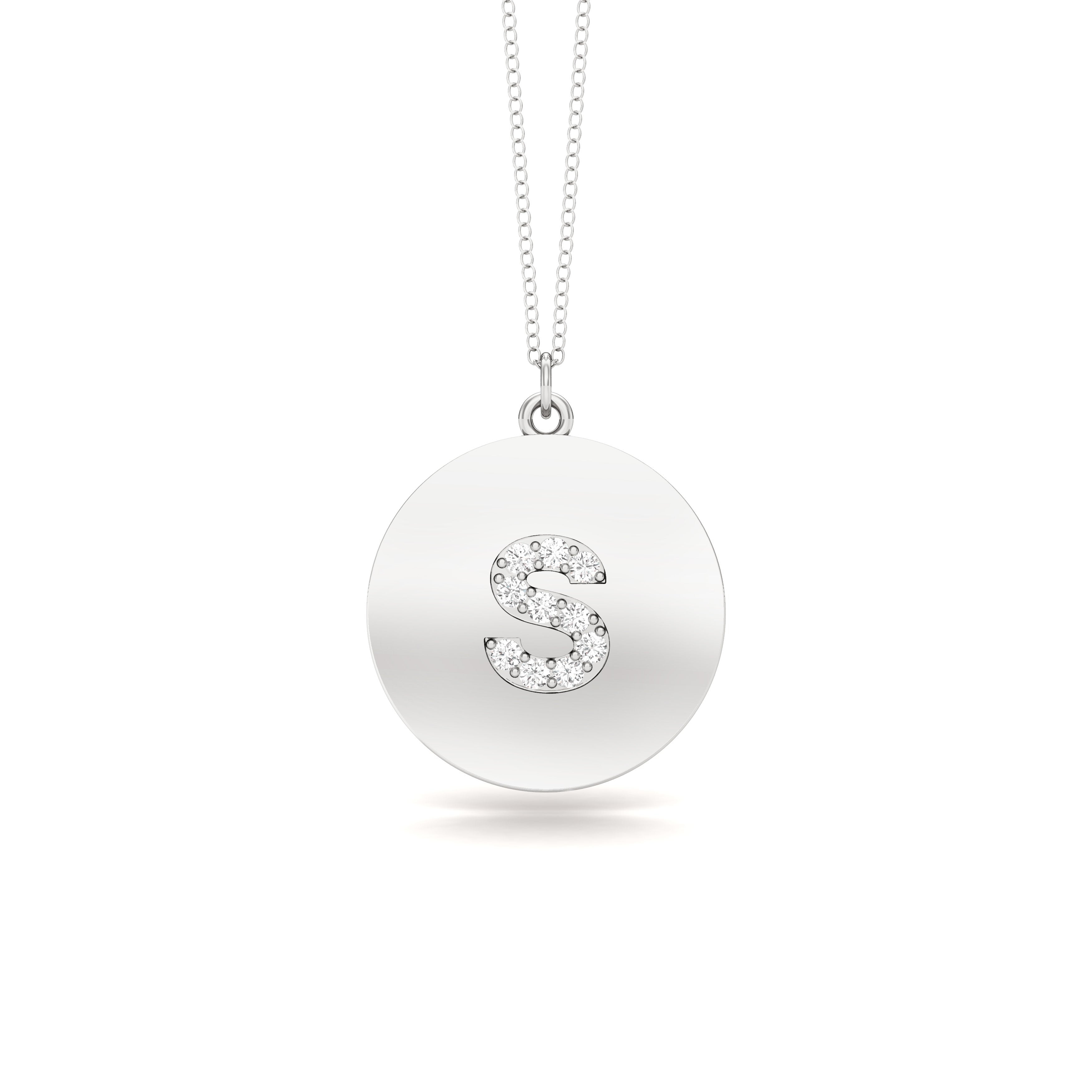 0.07Ct Diamond A-Z Alphabet Initial Pendant, 18" Gold Chain in 14K Gold